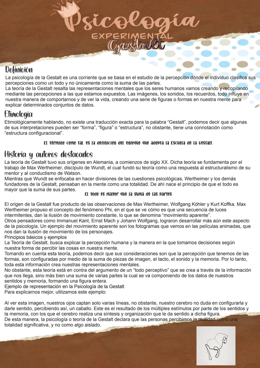 # Psicología
## Gestalt
EXPERIMENTAL
### Definición
La psicología de la Gestalt es una corriente que se basa en el estudio de la percepc