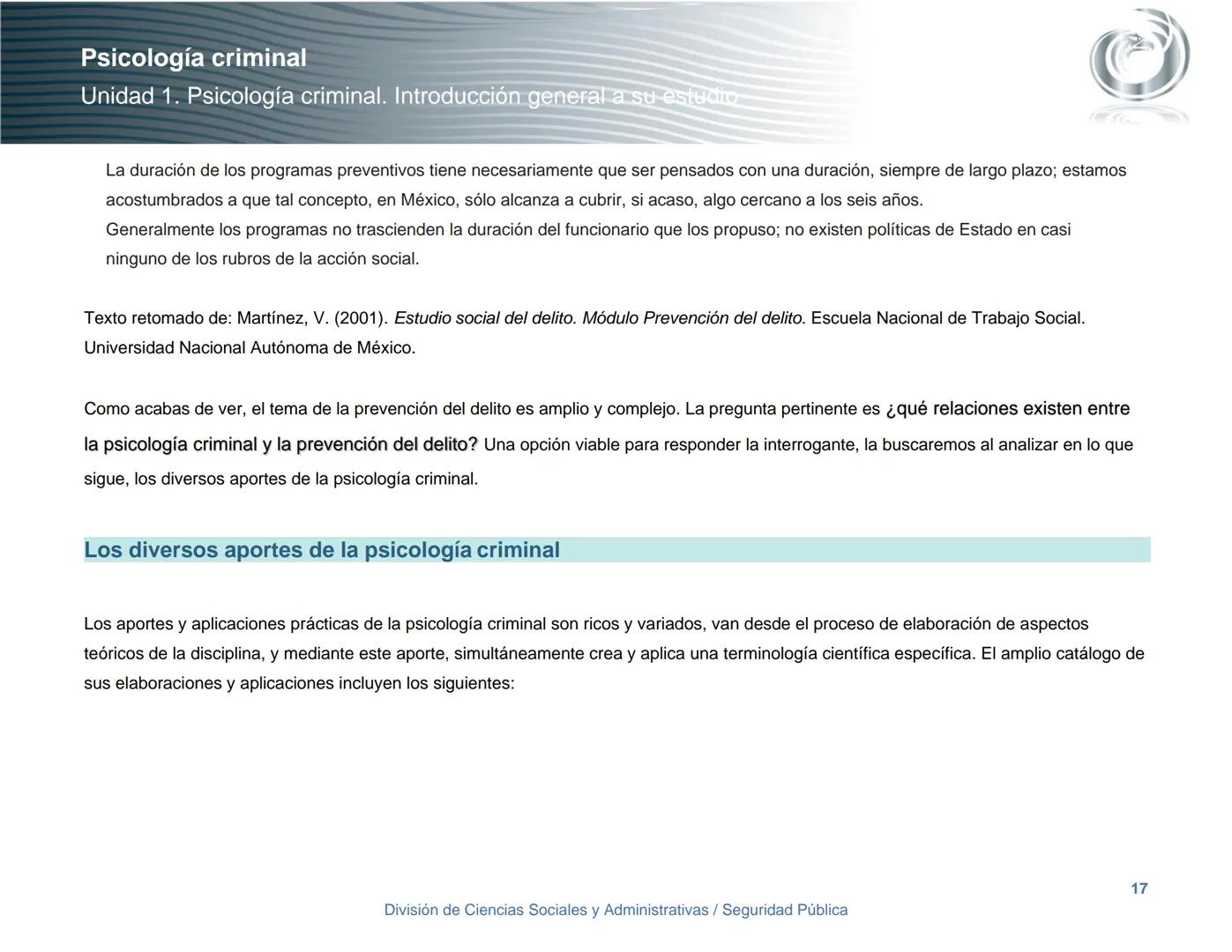 Seguridad Pública
UnADM
Universidad Abierta y a
Distancia de México
Nombre de la asignatura
Psicología criminal
4º semestre
Clave:
LIC 0