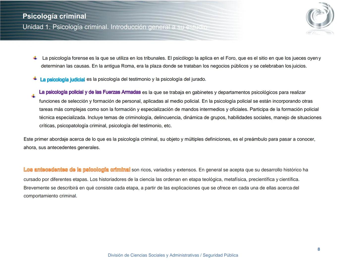 Seguridad Pública
UnADM
Universidad Abierta y a
Distancia de México
Nombre de la asignatura
Psicología criminal
4º semestre
Clave:
LIC 0