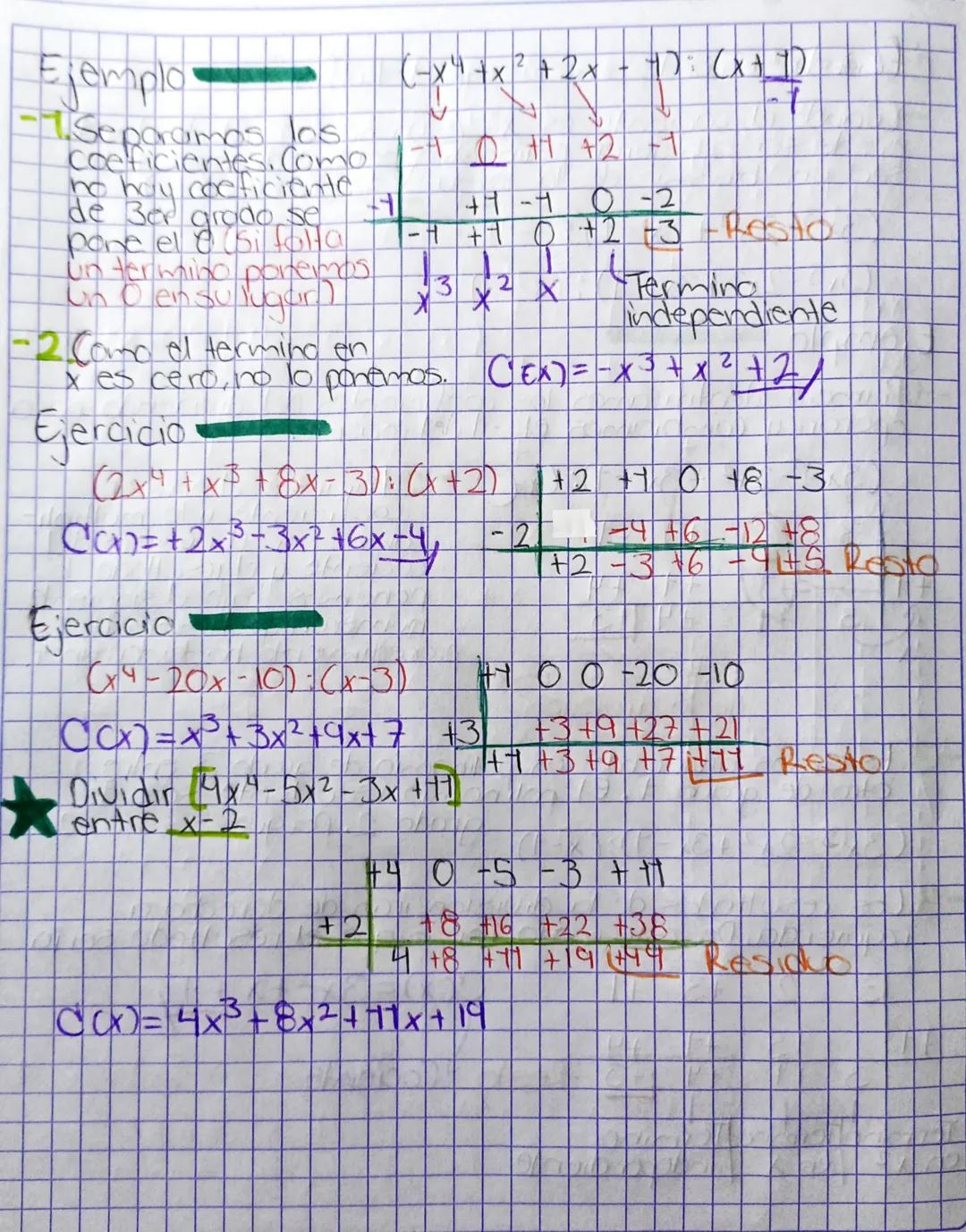 U1.T4. División de Polinomios
¿Cuando se puede usor lo realo de Ruffini?
- Cuando el cociente es x +/- un numero, El dividendo
puede ser cu