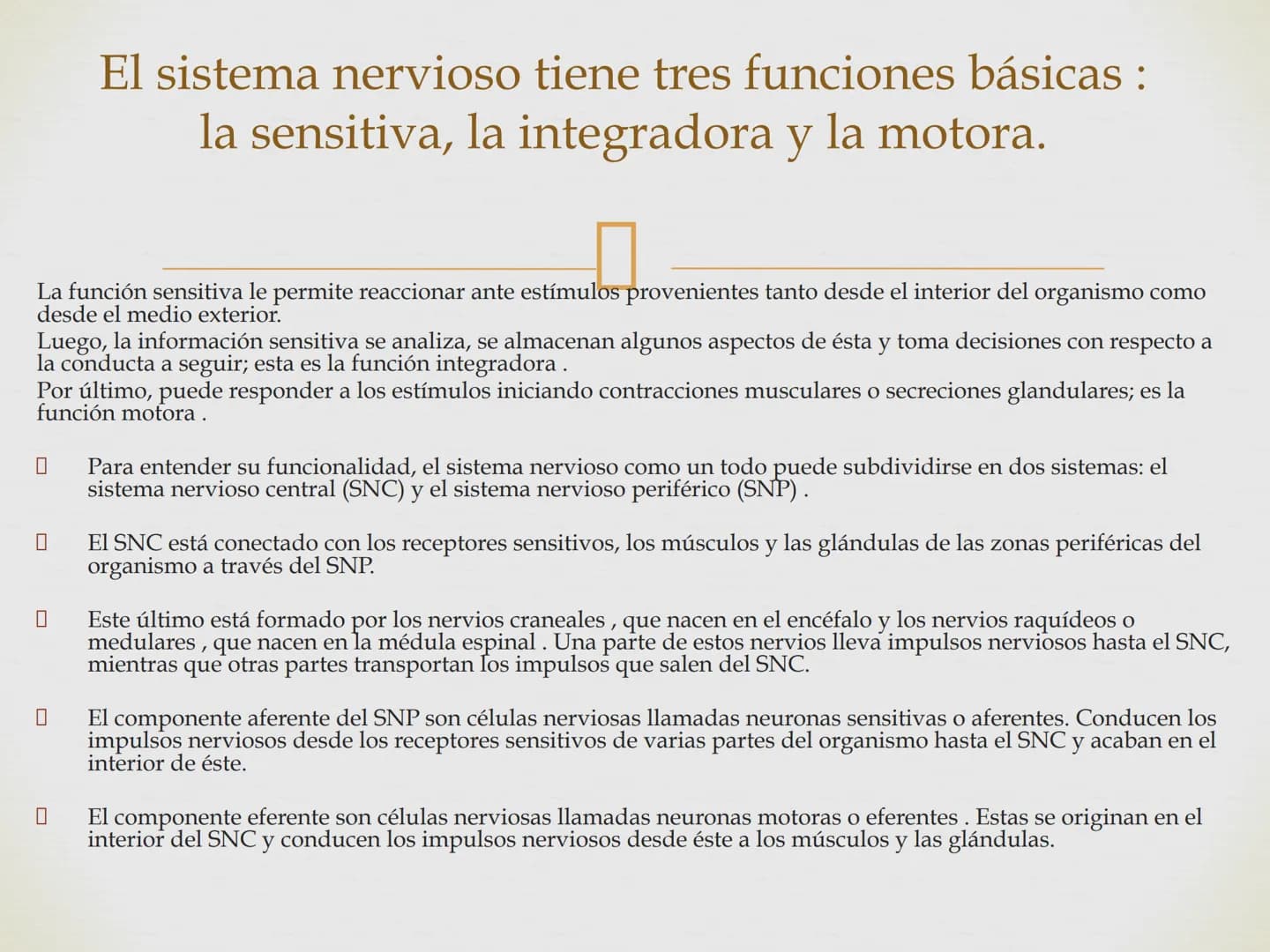 # SISTEMA NERVIOSO
Cerebro
Sistema nervioso
Médula espinal
Tronco cerebral
Nervios cervicales
Nervios torácicos
Nervio radial
Nervios lum