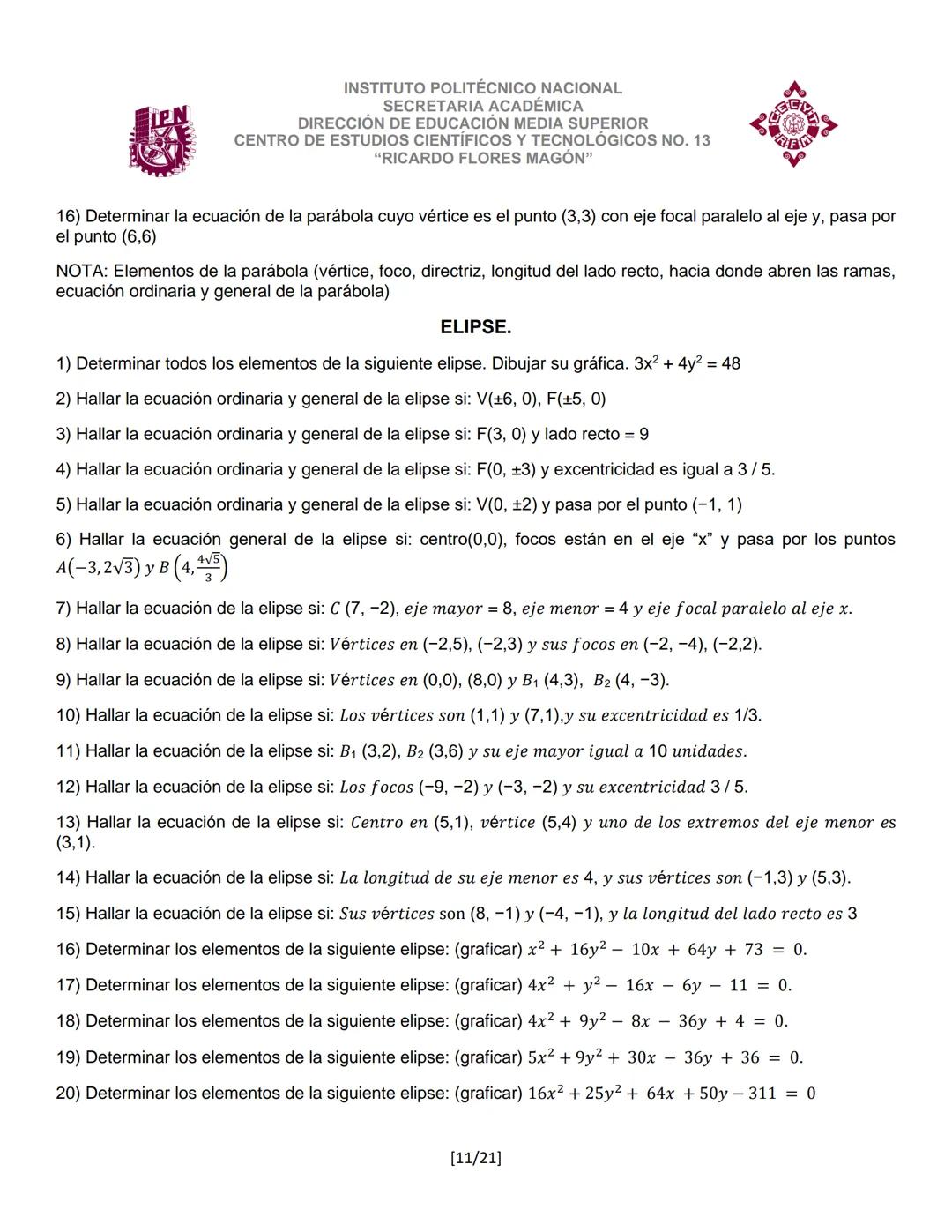INSTITUTO POLITÉCNICO NACIONAL
SECRETARIA ACADÉMICA
DIRECCIÓN DE EDUCACION MEDIA SUPERIOR
CENTRO DE ESTUDIOS CIENTÍFICOS Y TECNOLÓGICOS No.