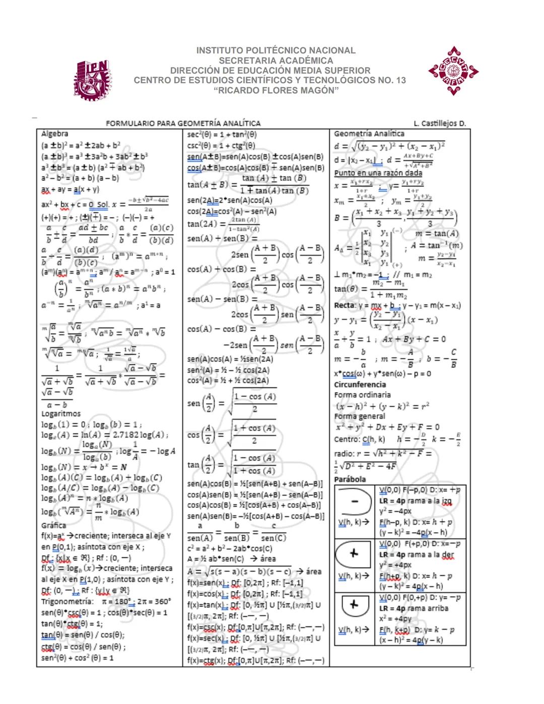 INSTITUTO POLITÉCNICO NACIONAL
SECRETARIA ACADÉMICA
DIRECCIÓN DE EDUCACION MEDIA SUPERIOR
CENTRO DE ESTUDIOS CIENTÍFICOS Y TECNOLÓGICOS No.