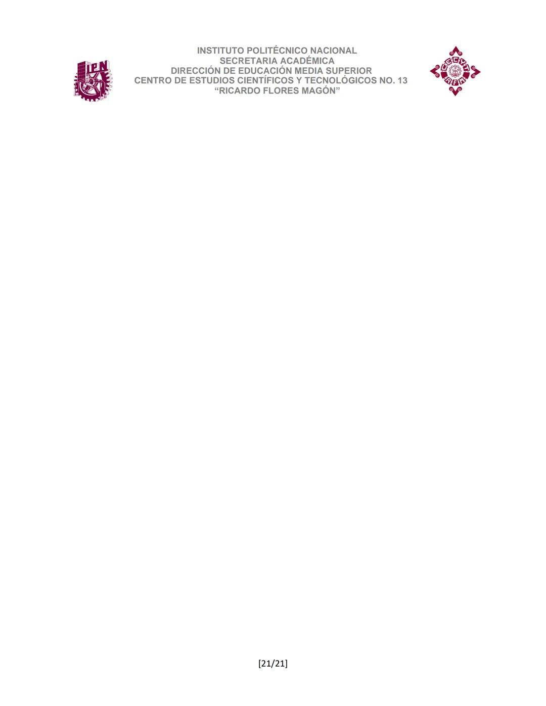INSTITUTO POLITÉCNICO NACIONAL
SECRETARIA ACADÉMICA
DIRECCIÓN DE EDUCACION MEDIA SUPERIOR
CENTRO DE ESTUDIOS CIENTÍFICOS Y TECNOLÓGICOS No.
