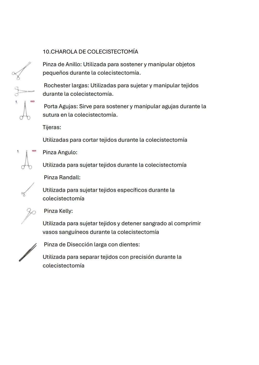 1.CHAROLA DE CIRUGÍA MENOR (ARTROSCIPIA)
1 Pinza de Anillos
Pinza de Anillos: Utilizada para sostener y manipular pequeños
objetos durante