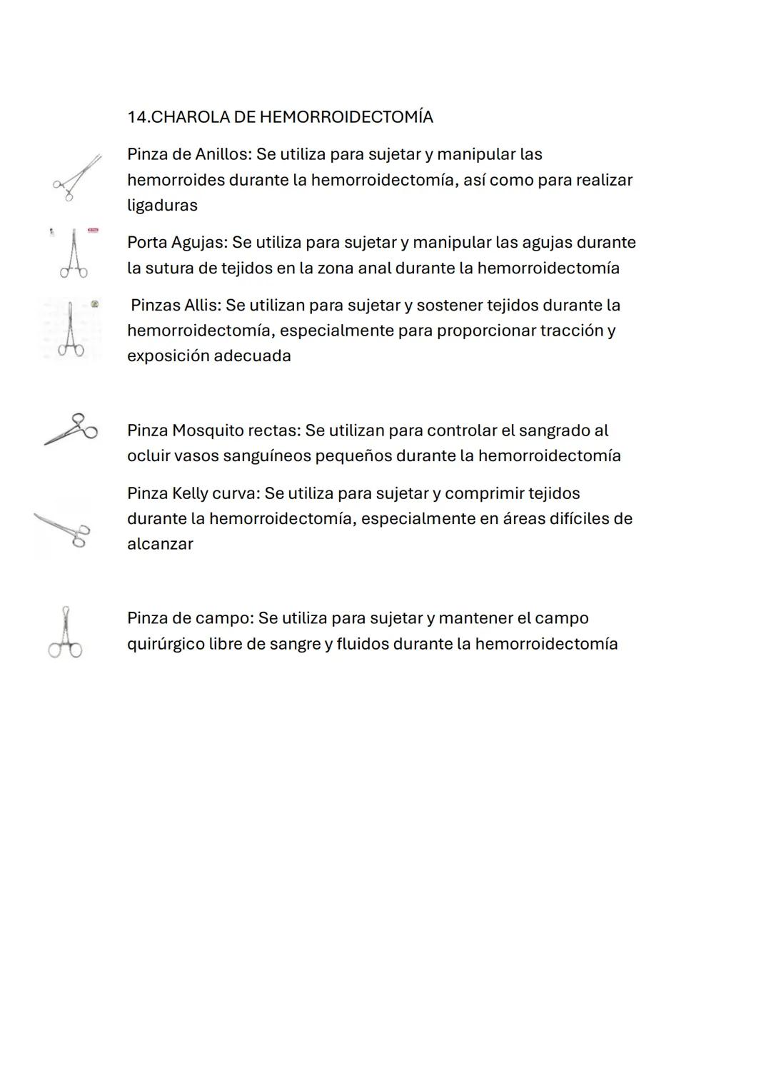 1.CHAROLA DE CIRUGÍA MENOR (ARTROSCIPIA)
1 Pinza de Anillos
Pinza de Anillos: Utilizada para sostener y manipular pequeños
objetos durante