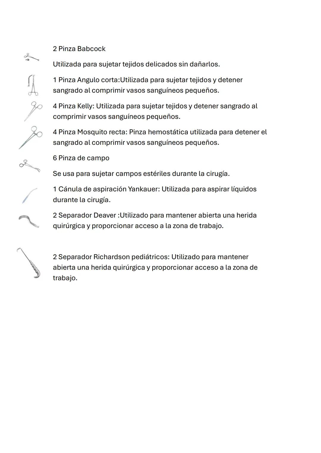 1.CHAROLA DE CIRUGÍA MENOR (ARTROSCIPIA)
1 Pinza de Anillos
Pinza de Anillos: Utilizada para sostener y manipular pequeños
objetos durante