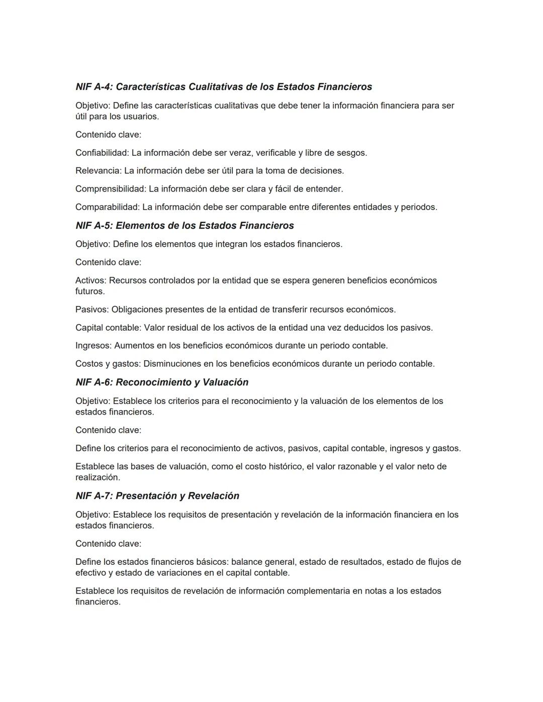 # RESUMEN DE LAS NORMAS DE INFORMACIÓN FINANCIERA.
## Serie NIF A: Marco conceptual
### NIF A-1: Estructura de las Normas de Información F