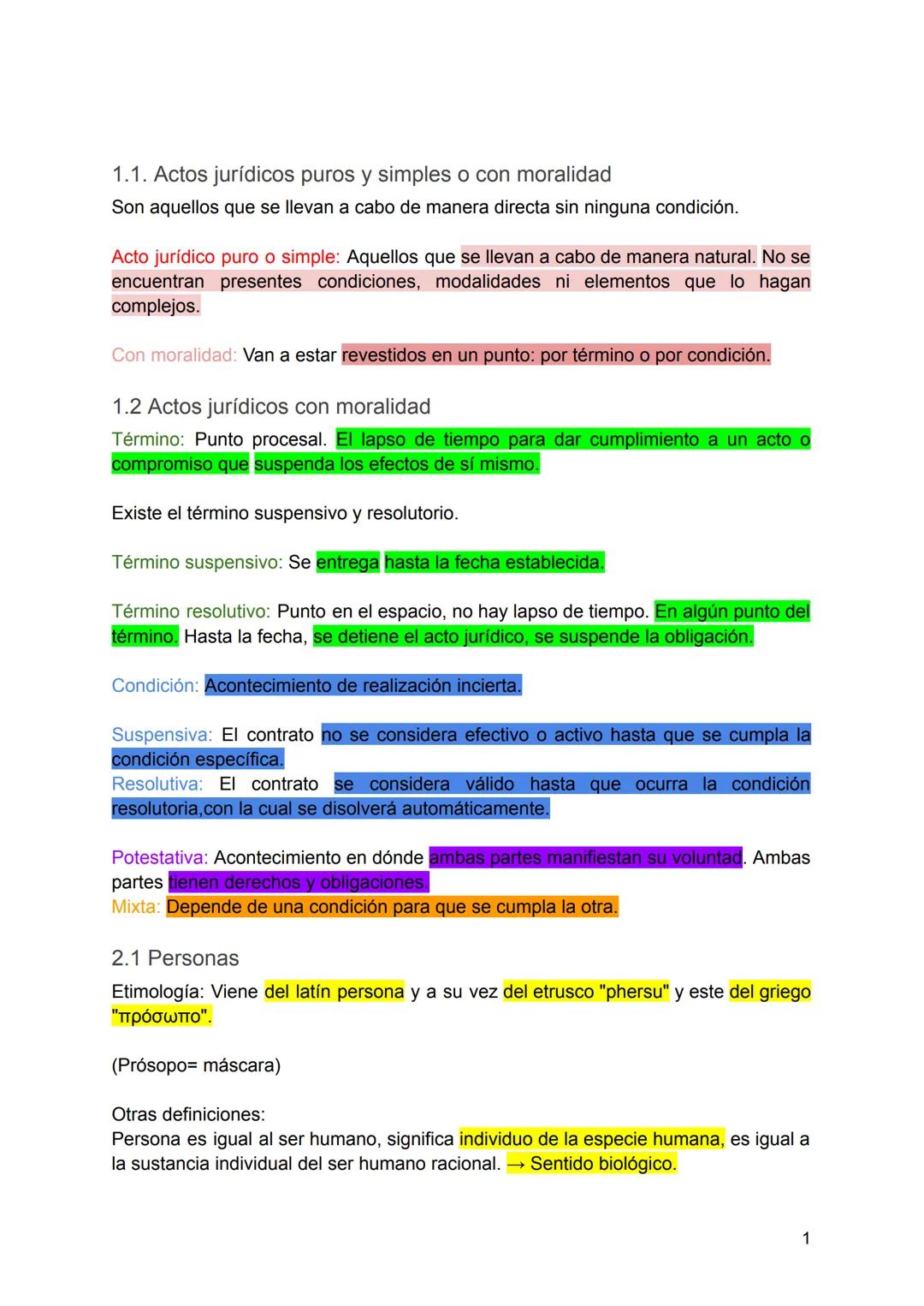 Acto Jurídico
Guía de Estudio
Índice
1.1. Actos jurídicos puros y simples .................1
1.2. Actos jurídicos con moralidad............