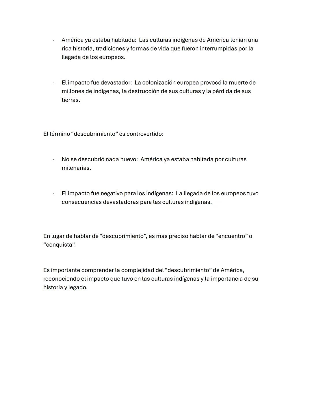 El "descubrimiento" de América es un tema complejo y lleno de matices. Es
importante recordar que América ya estaba habitada por diversas cu