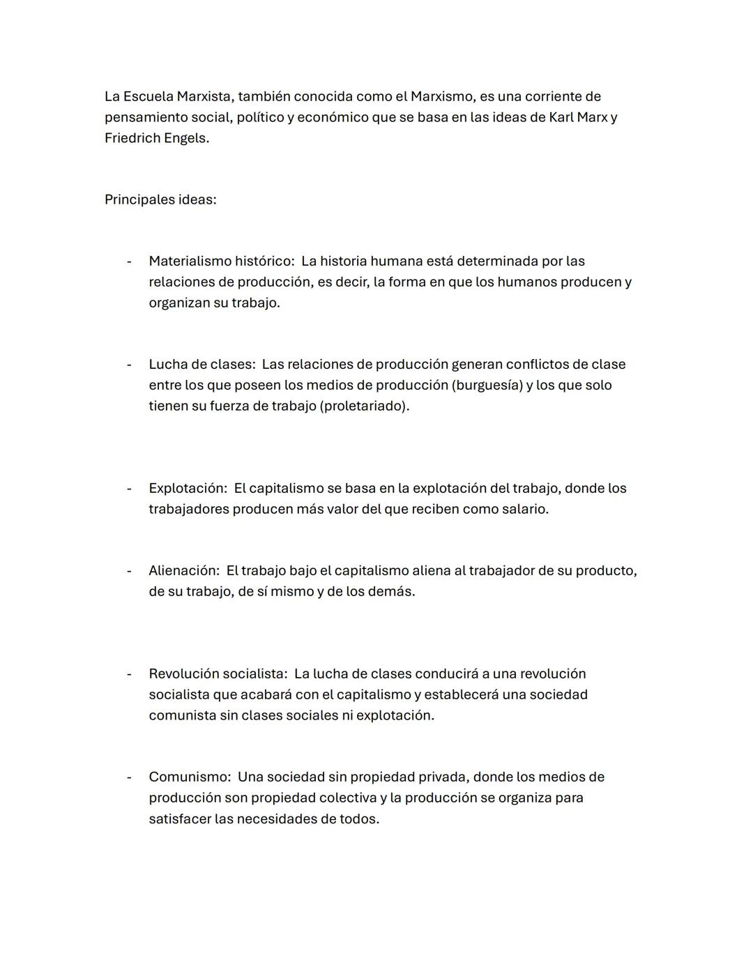 La Escuela Marxista, también conocida como el Marxismo, es una corriente de
pensamiento social, político y económico que se basa en las idea