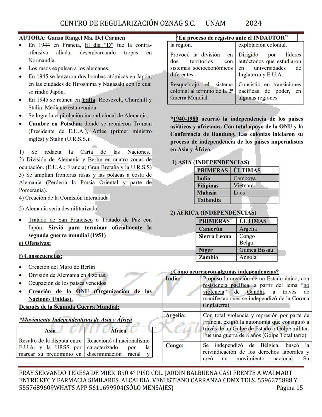 CENTRO DE REGULARIZACIÓN OZNAG S.C. UNAM
AUTORA: Ganzo Rangel Ma. Del Carmen
2024
"En proceso de registro ante el INDAUTOR"
MANUAL TEÓRICO D