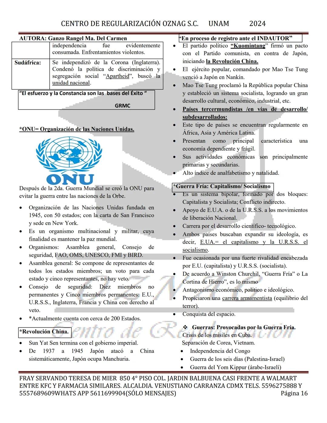 CENTRO DE REGULARIZACIÓN OZNAG S.C. UNAM
AUTORA: Ganzo Rangel Ma. Del Carmen
2024
"En proceso de registro ante el INDAUTOR"
MANUAL TEÓRICO D