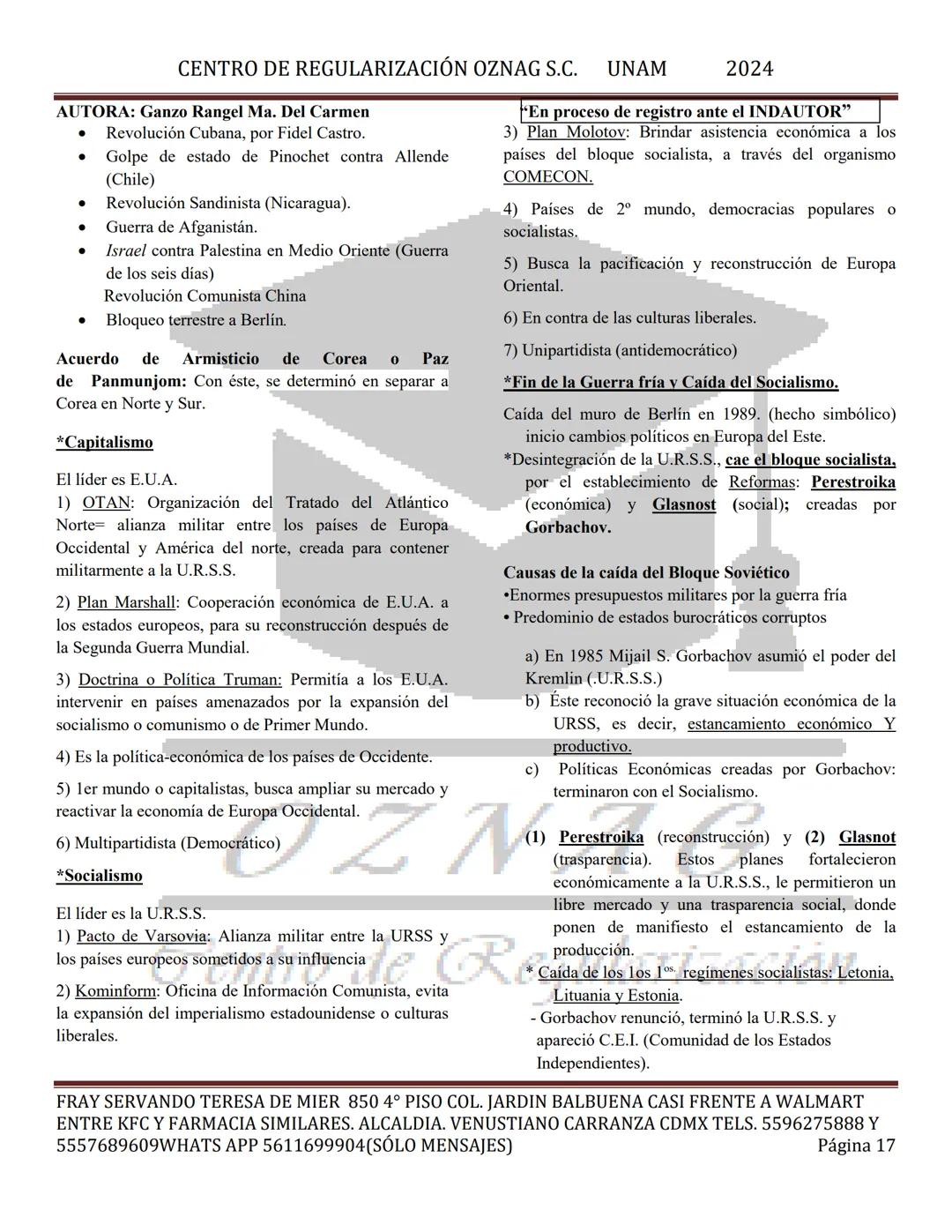 CENTRO DE REGULARIZACIÓN OZNAG S.C. UNAM
AUTORA: Ganzo Rangel Ma. Del Carmen
2024
"En proceso de registro ante el INDAUTOR"
MANUAL TEÓRICO D