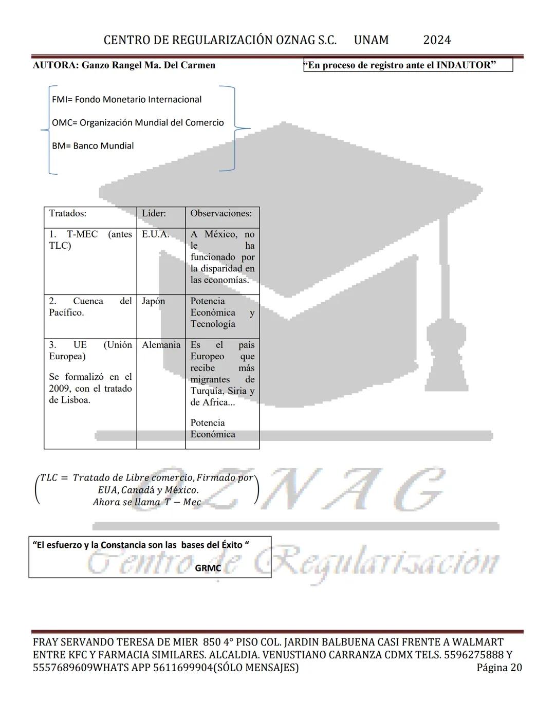 CENTRO DE REGULARIZACIÓN OZNAG S.C. UNAM
AUTORA: Ganzo Rangel Ma. Del Carmen
2024
"En proceso de registro ante el INDAUTOR"
MANUAL TEÓRICO D