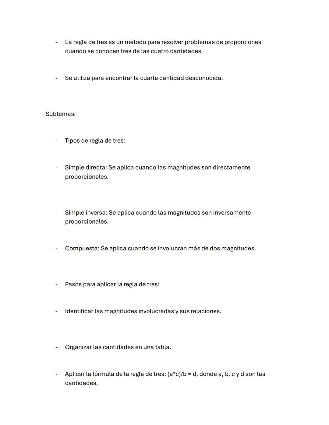 Las proporciones y la regla de tres son herramientas matemáticas que nos permiten
resolver problemas que involucran relaciones entre cantida
