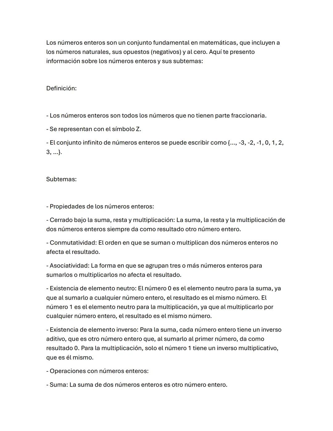 Los números enteros son un conjunto fundamental en matemáticas, que incluyen a
los números naturales, sus opuestos (negativos) y al cero. Aq