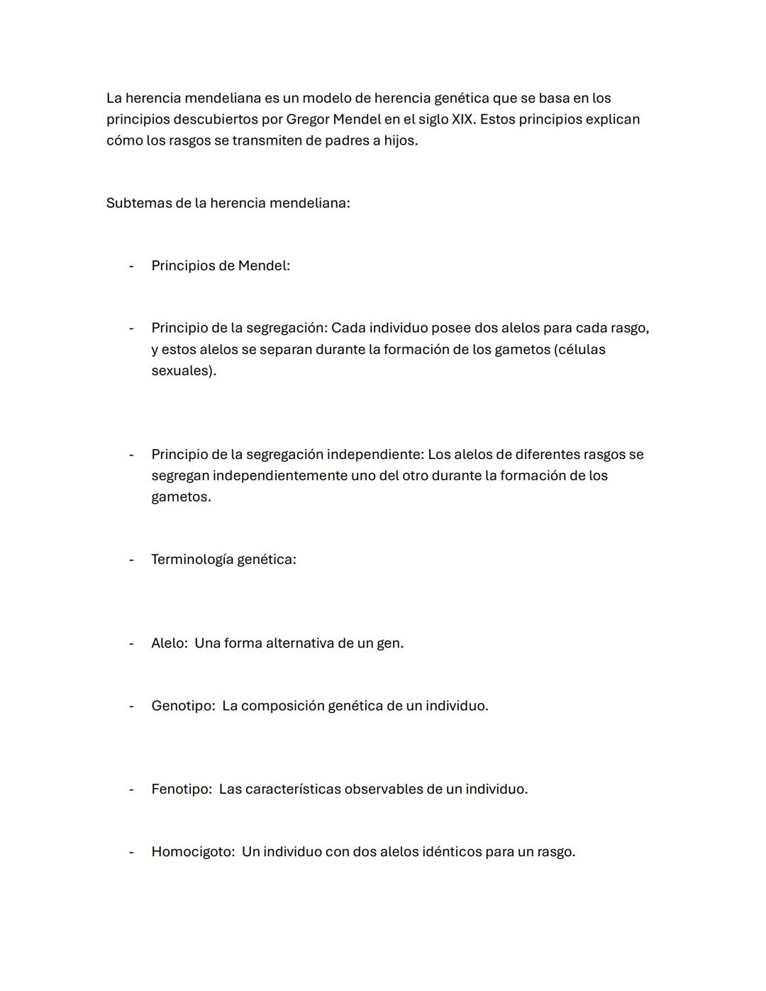 La herencia mendeliana es un modelo de herencia genética que se basa en los
principios descubiertos por Gregor Mendel en el siglo XIX. Estos