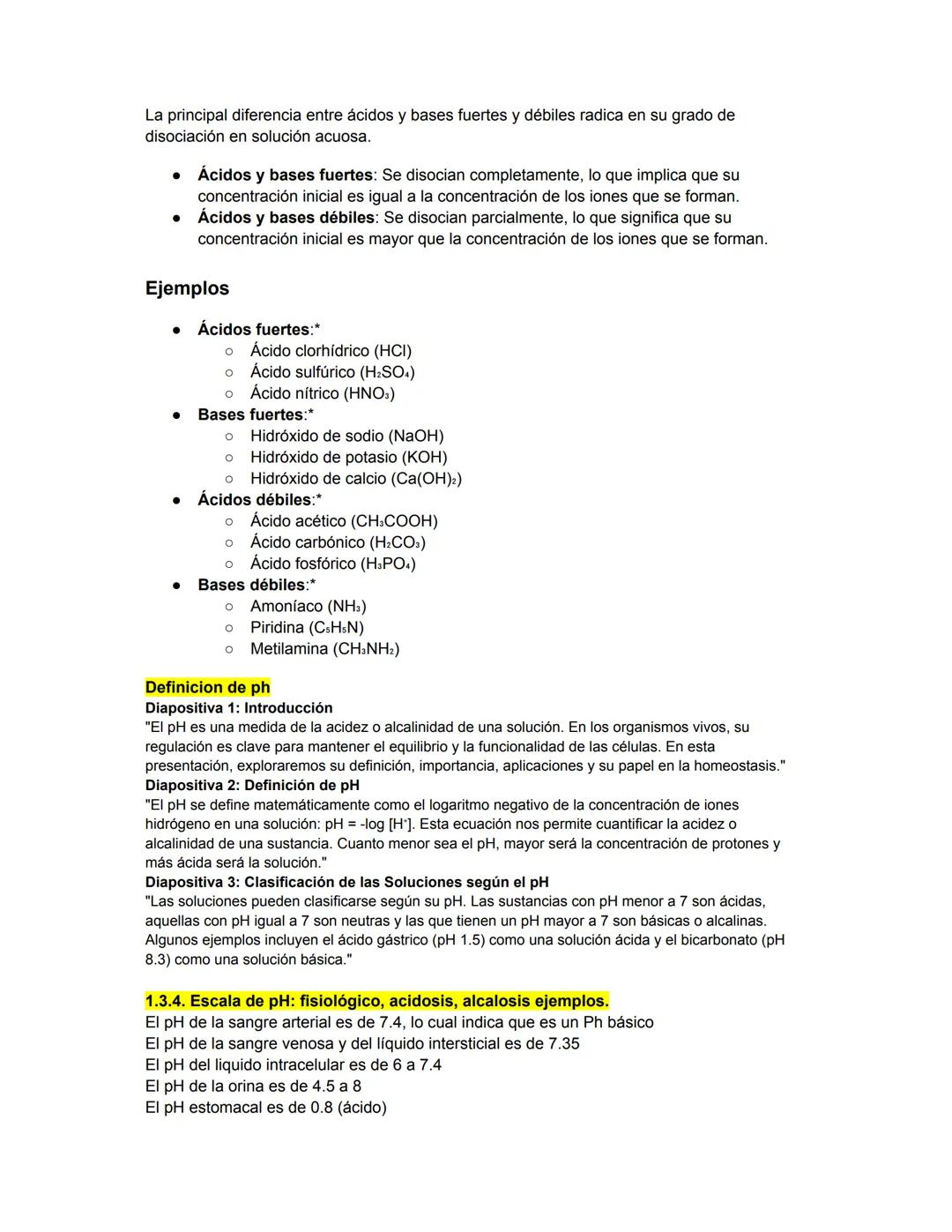 # Definición de ácidos y bases
Ácido: Es una sustancia que puede donar protones (H+) a otra sustancia. En solución
acuosa, los ácidos aumen