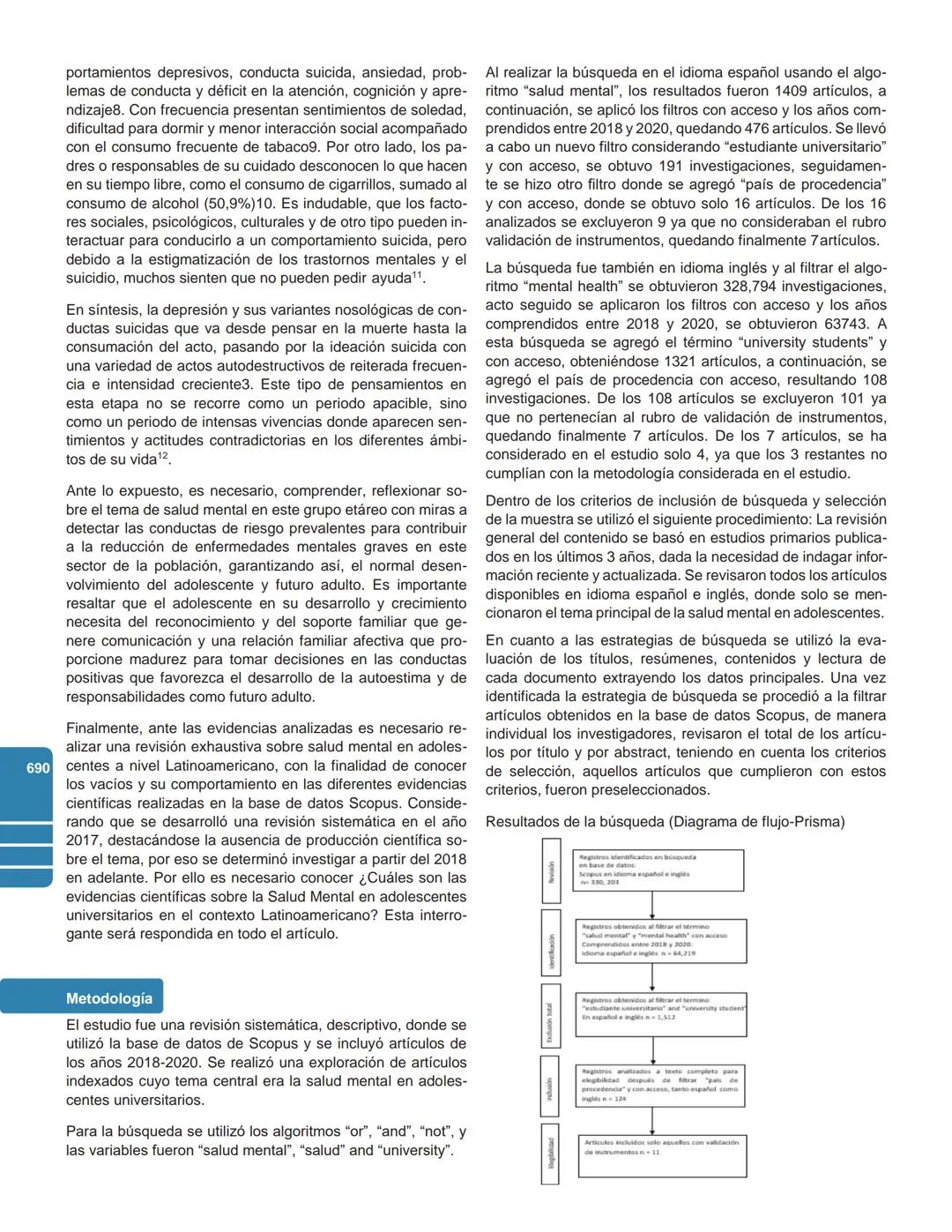 # Salud mental en adolescentes
universitarios Latinoaméricanos:
Revisión sistemática
Mental Health in Latin American University Adolescents