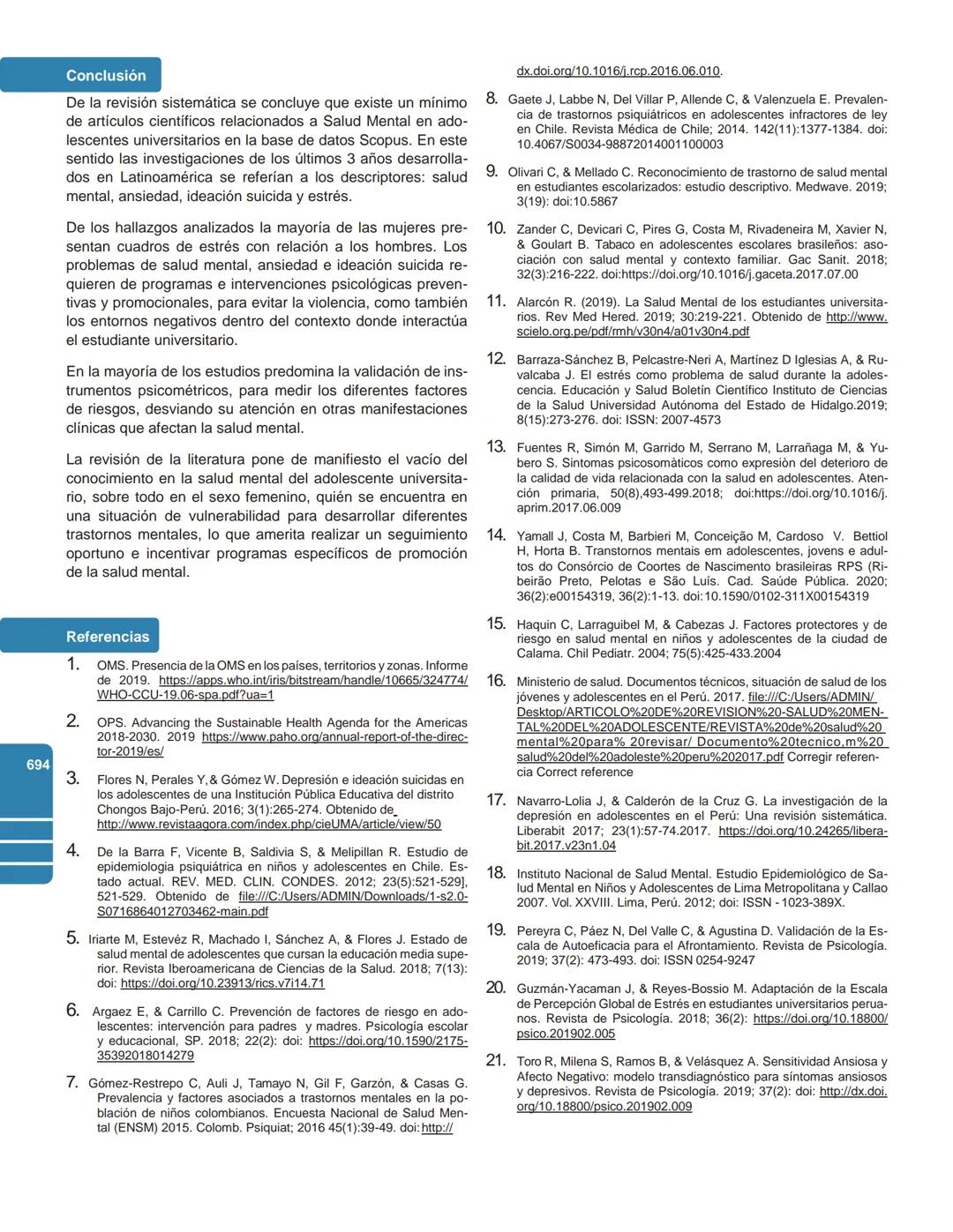 # Salud mental en adolescentes
universitarios Latinoaméricanos:
Revisión sistemática
Mental Health in Latin American University Adolescents
