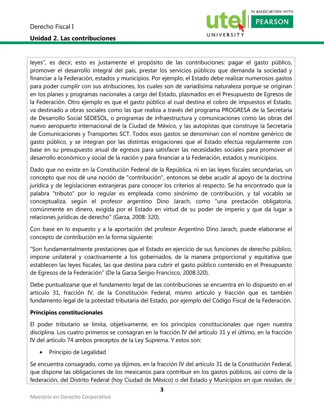 Derecho Fiscal I
Unidad 2. Las contribuciones
utel
UNIVERSITY
IN ASSOCIATION WITH
PEARSON
Presentación
Las contribuciones es la cantidad