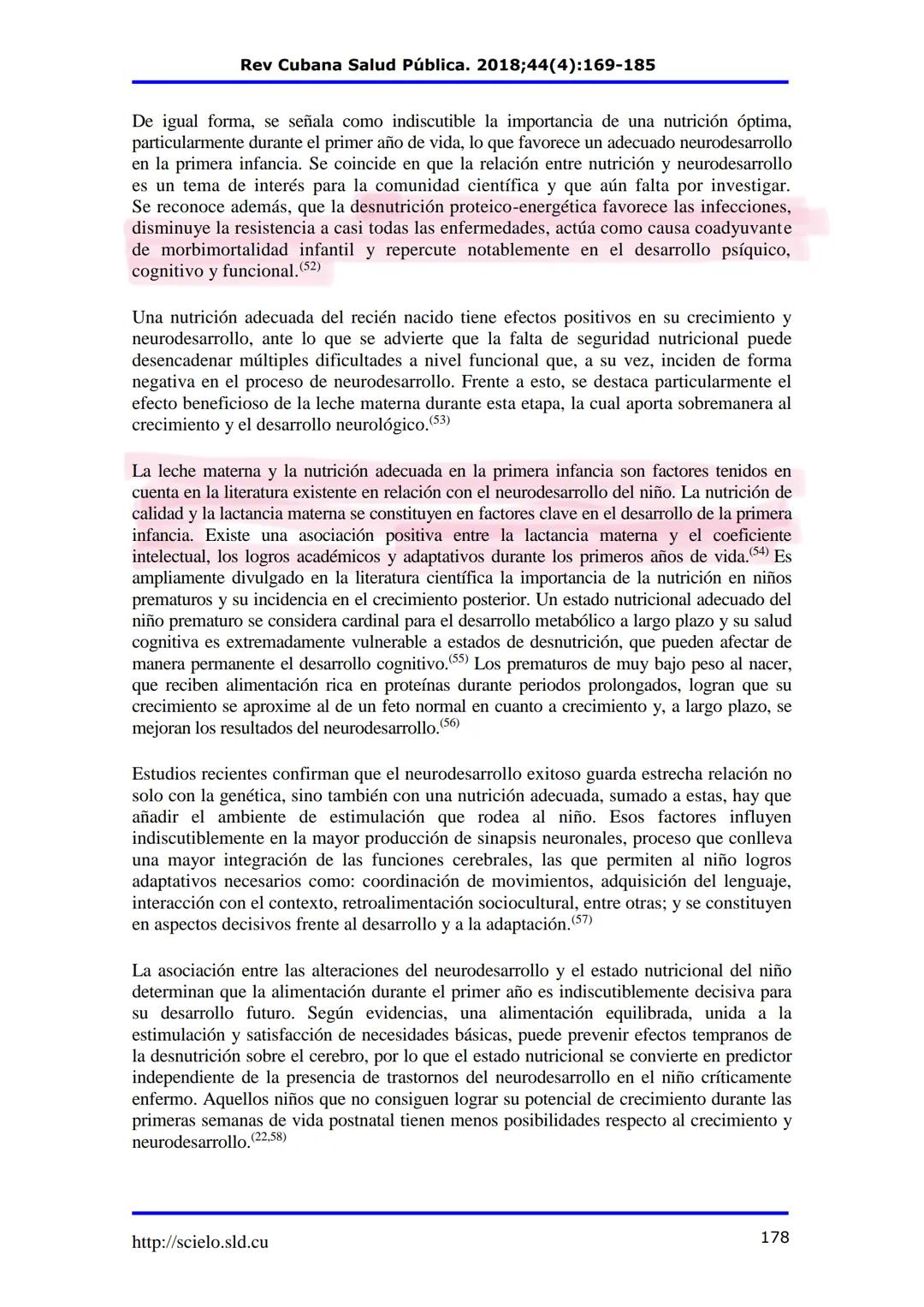 Rev Cubana Salud Pública. 2018;44(4):169-185
Revisión
Estado nutricional y neurodesarrollo en la primera infancia
Nutritional Status and
