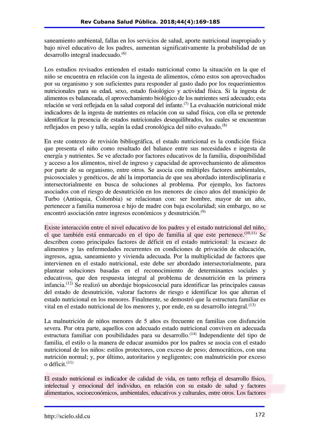 Rev Cubana Salud Pública. 2018;44(4):169-185
Revisión
Estado nutricional y neurodesarrollo en la primera infancia
Nutritional Status and