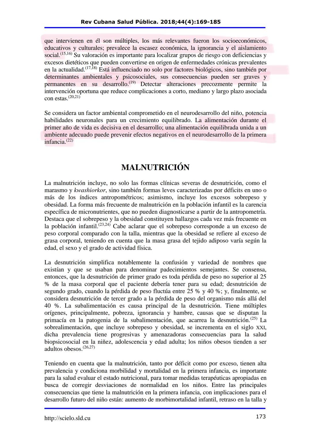 Rev Cubana Salud Pública. 2018;44(4):169-185
Revisión
Estado nutricional y neurodesarrollo en la primera infancia
Nutritional Status and
