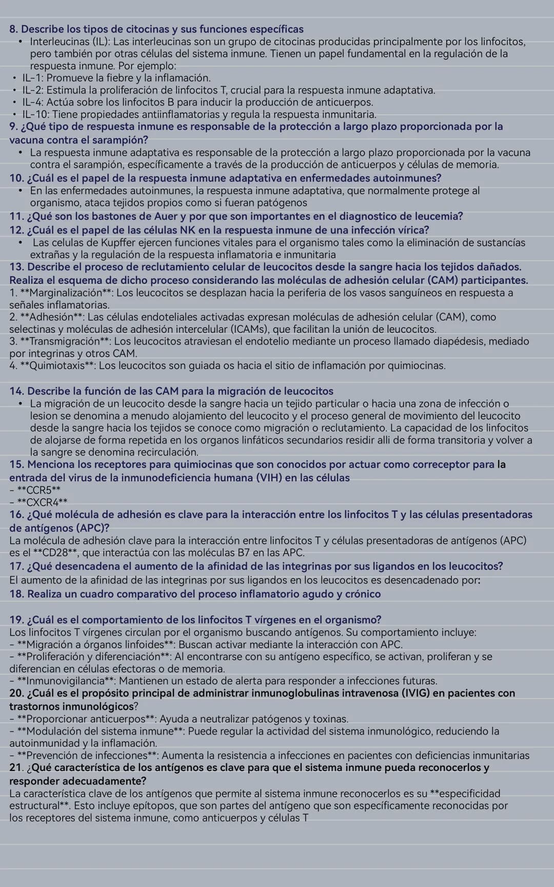 # GUIA DE RESPUESTA INMUNE
1. Define los siguientes conceptos: inmunización, inmunidad, respuesta inmune, sistema inmune.
Describe la difer