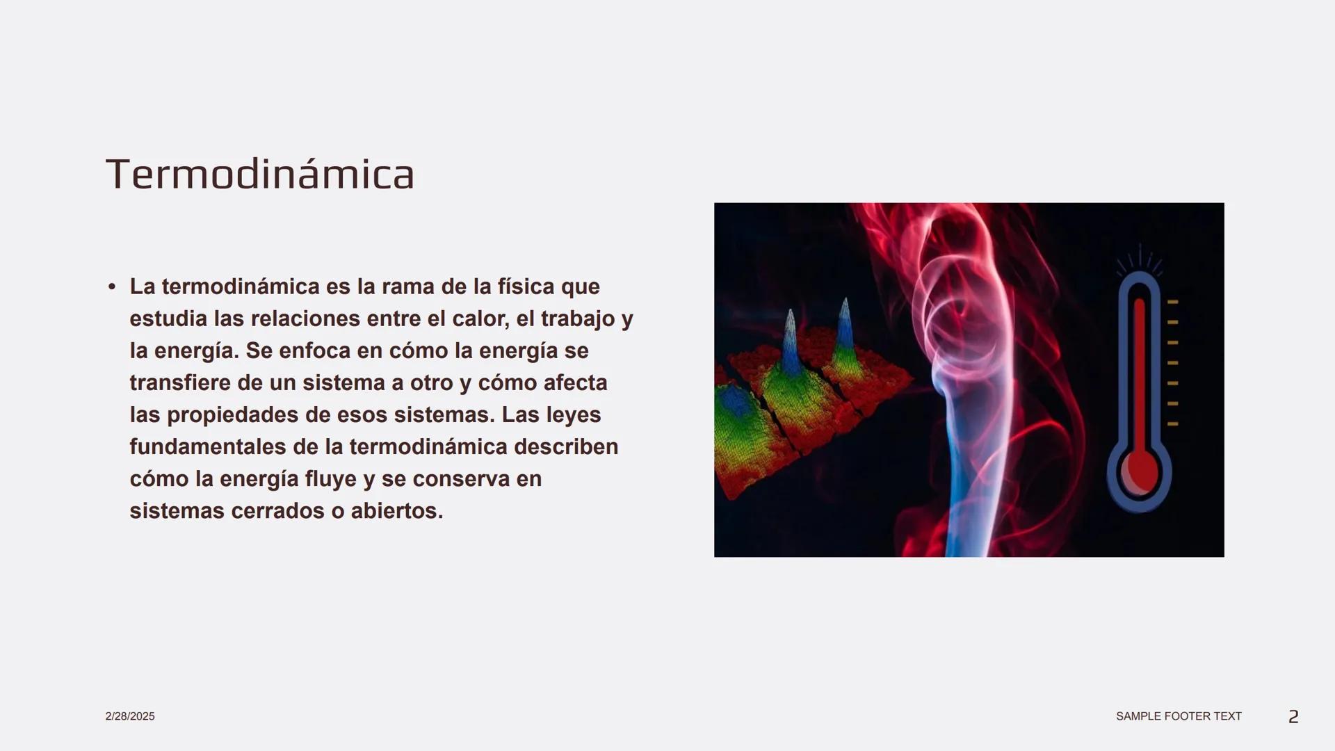 Física en terapia física --- OCR Start ---
Termodinámica
• La termodinámica es la rama de la física que
estudia las relaciones entre el calo