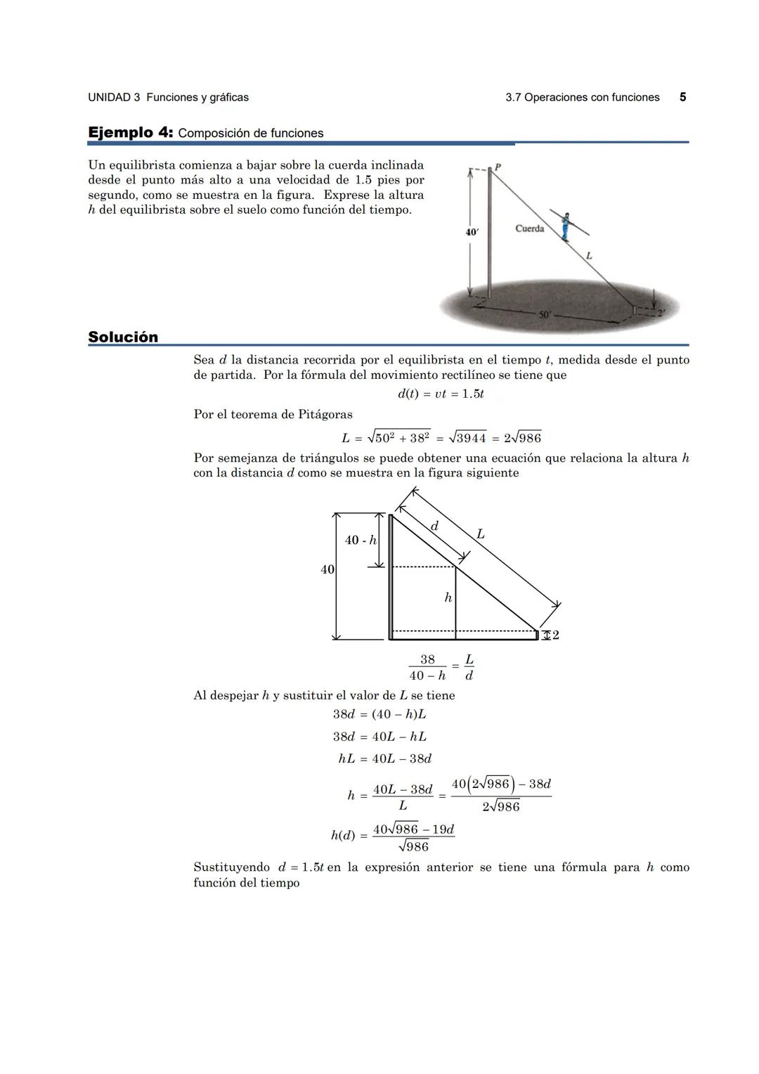 UNIDAD 3 Funciones y gráficas
3.7 Operaciones con funciones 1
3.7 Operaciones con funciones
OBJETIVOS
- Efectuar operaciones de suma, res