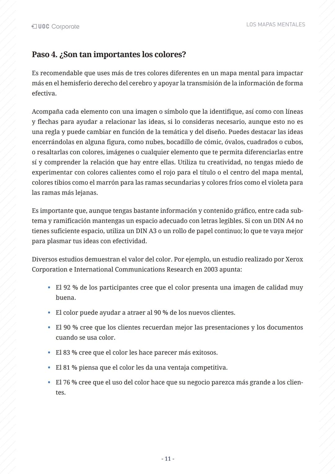 LOS MAPAS
MENTALES
UOC Corporate UOC Corporate LOS MAPAS MENTALES
# ÍNDICE
Introducción 3
Objetivos 4
Los mapas mentales y el aprendiza