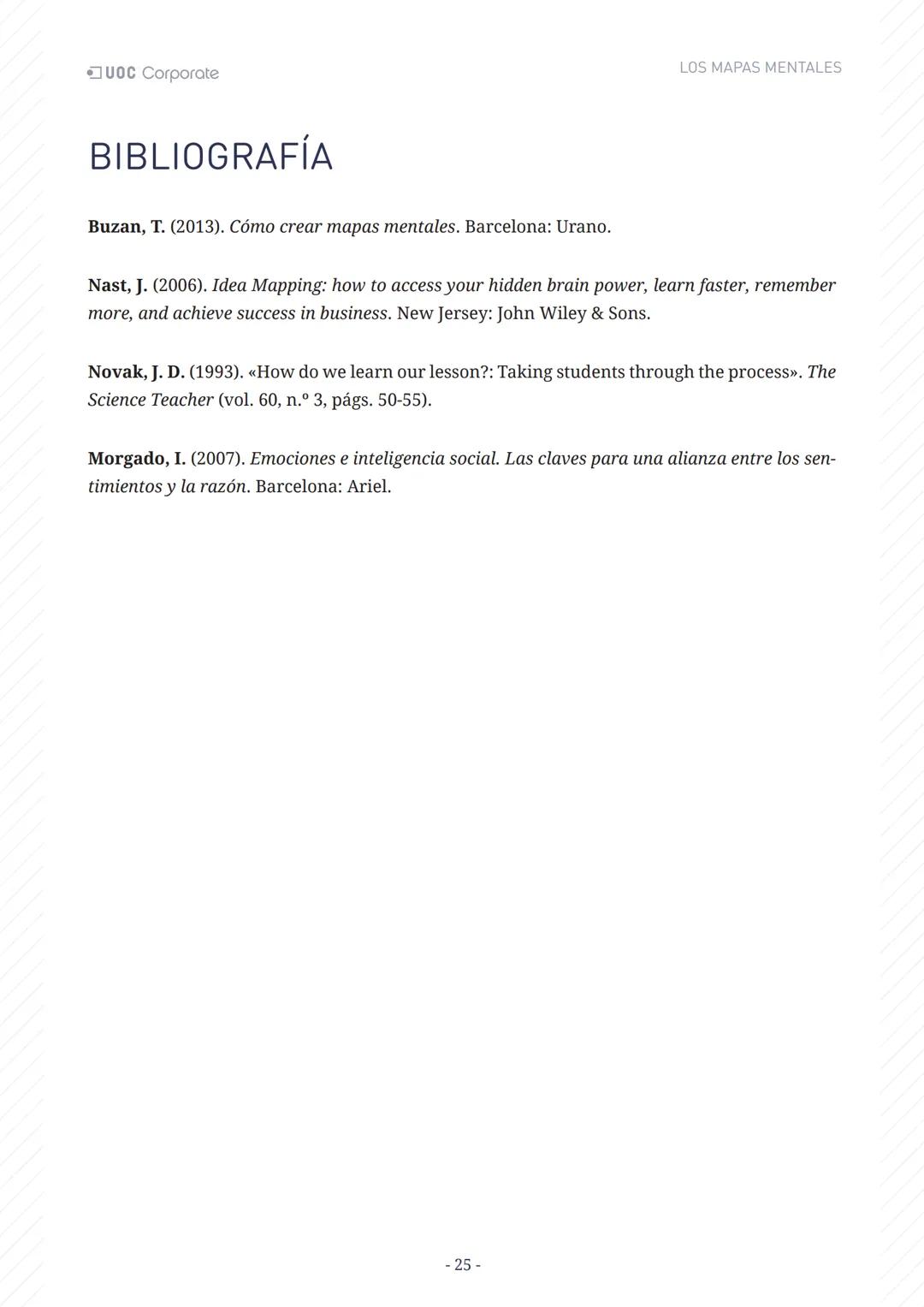 LOS MAPAS
MENTALES
UOC Corporate UOC Corporate LOS MAPAS MENTALES
# ÍNDICE
Introducción 3
Objetivos 4
Los mapas mentales y el aprendiza