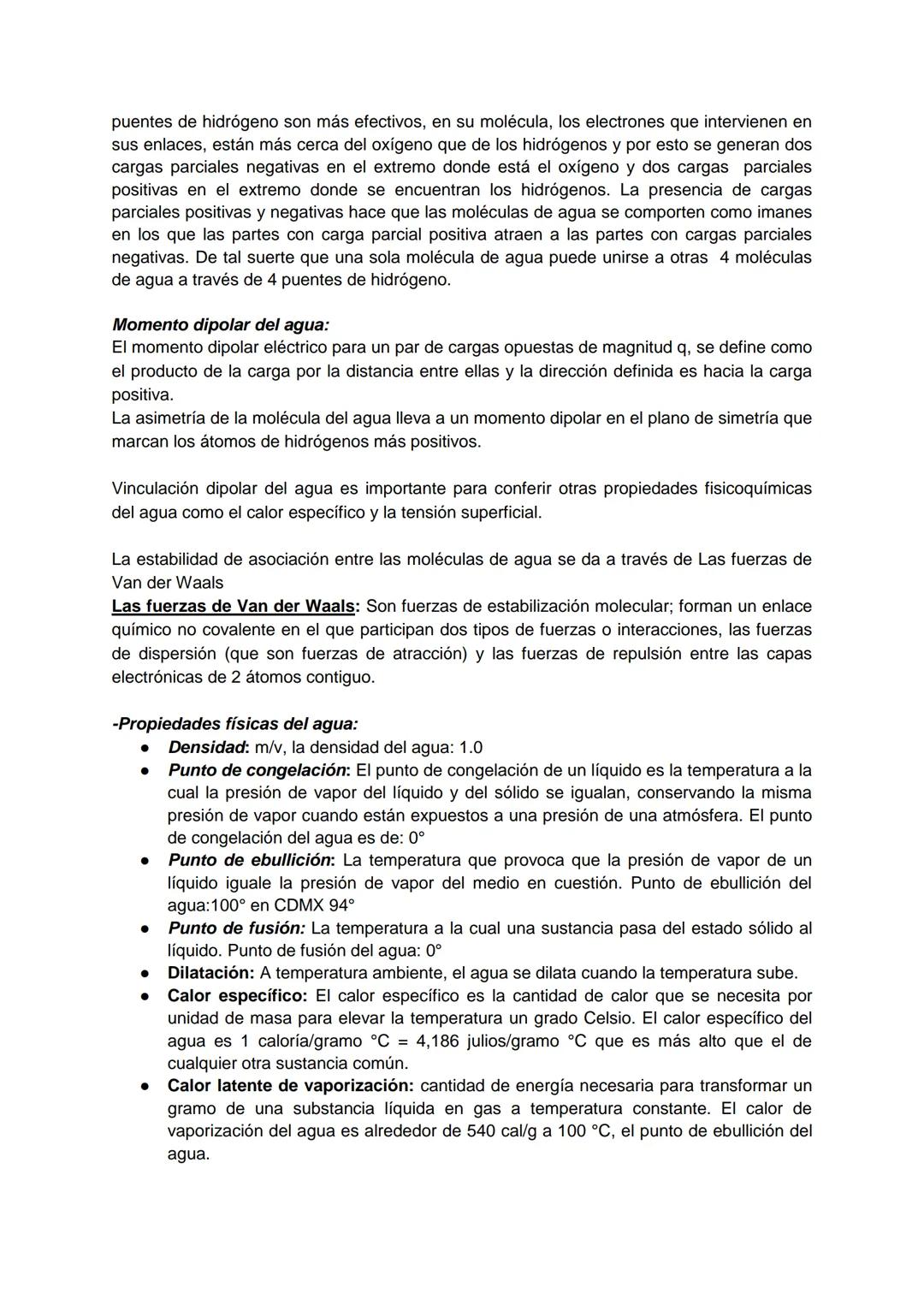 --- OCR Start ---
AGUA
-Importancia biomédica.
• El agua es un reactivo o un producto en muchas reacciones metabólicas.
• Soporte o medio de