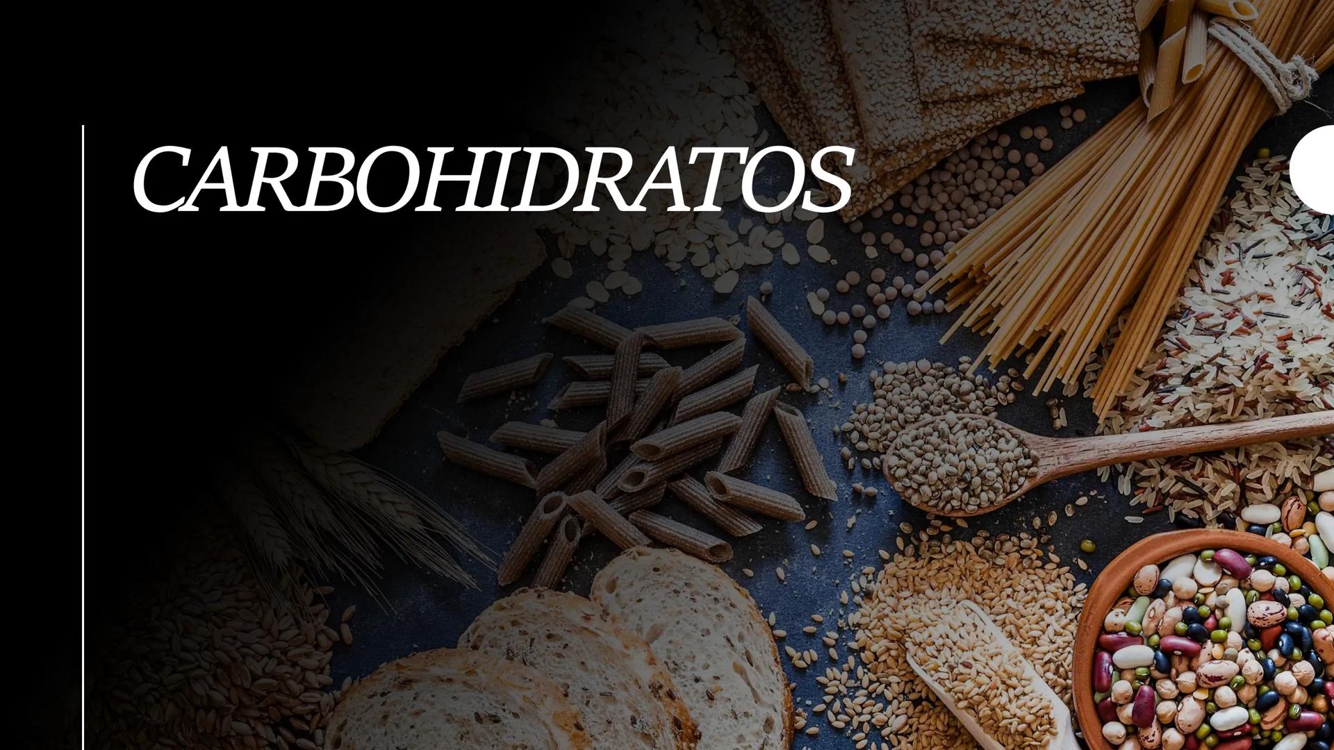 # CARBOHIDRATOS Los carbohidratos (hidratos de carbono)
incluyen azúcares, glucógeno, almidones y
celulosa. Si bien son un grupo grande y di
