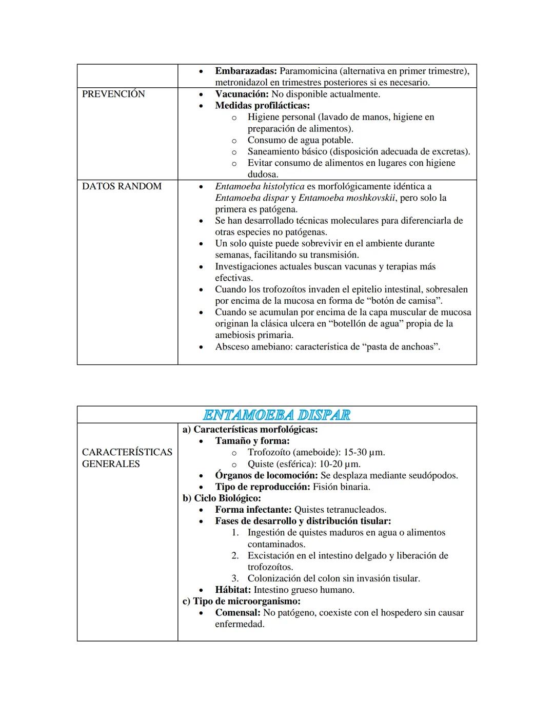 PARÁSITOS INTESTINALES
1.AMIBAS
CARACTERÍSTICAS
GENERALES
ENTAMOEBA HISTOLYTICA
a) Características morfológicas:
* Tamaño y forma: