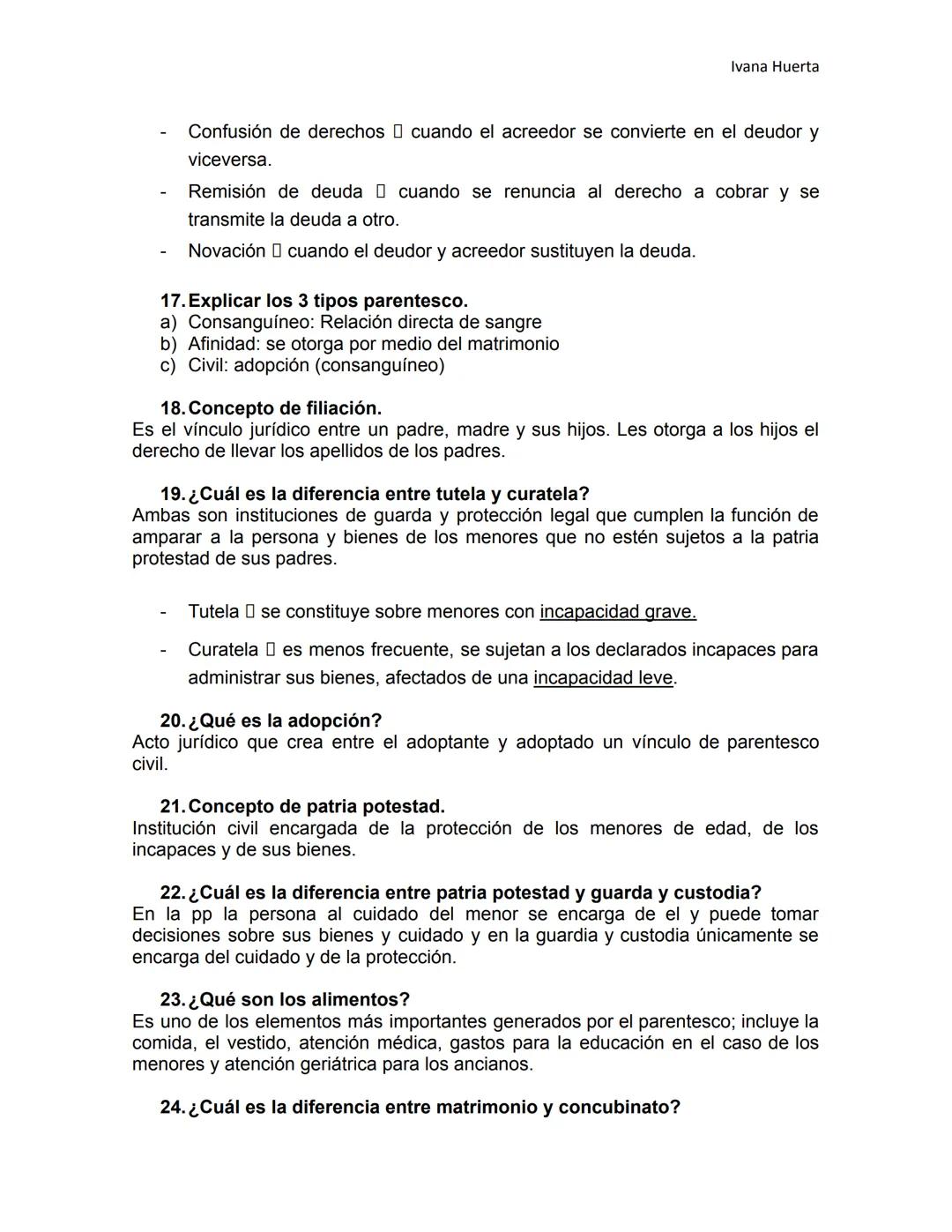 # Ivana Huerta
# GUÍA 4° PARCIAL
# DERECHO
1. Concepto de Derecho Privado, y menciona sus ramas.
Rama del derecho que se encarga de regu
