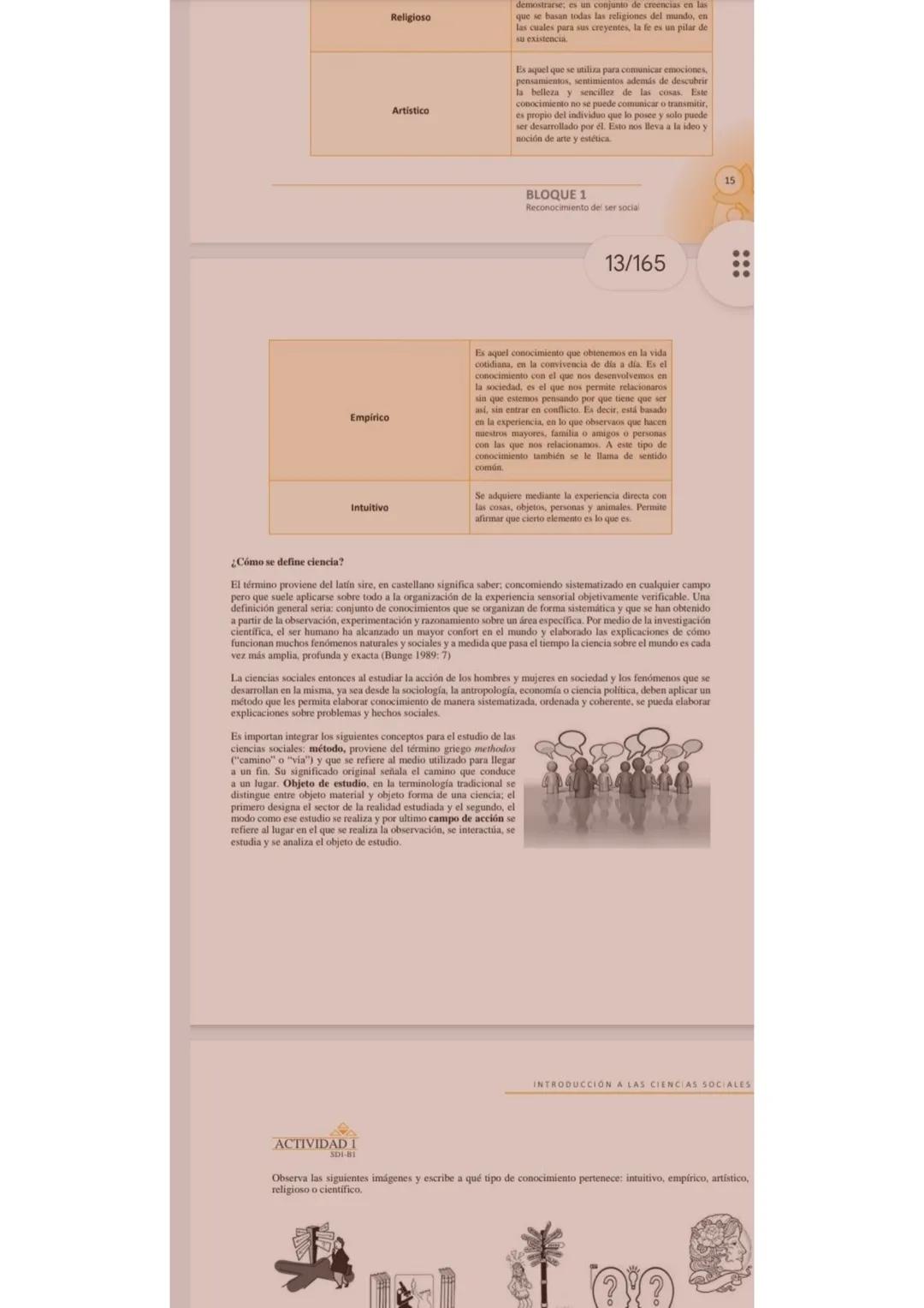 7. Explica que es el arte para ti.
INTRODUCCIÓN A LAS
ES
12/165
Desarrollo
Construcción de conocimientos en ciencias sociales.
¿Cómo s