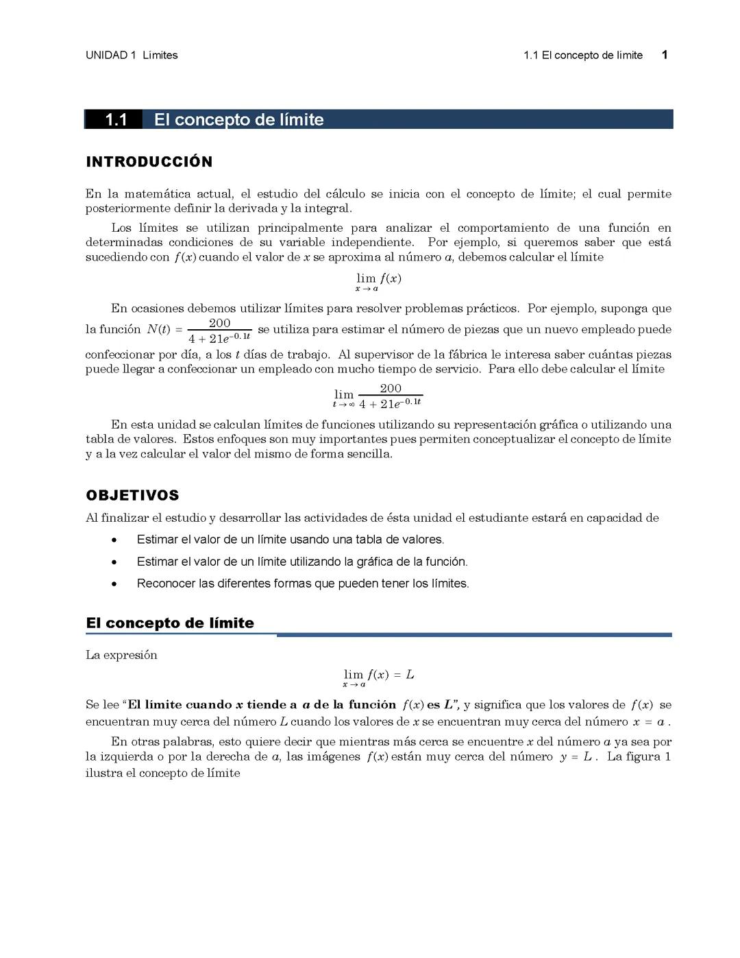 Concepto del límite