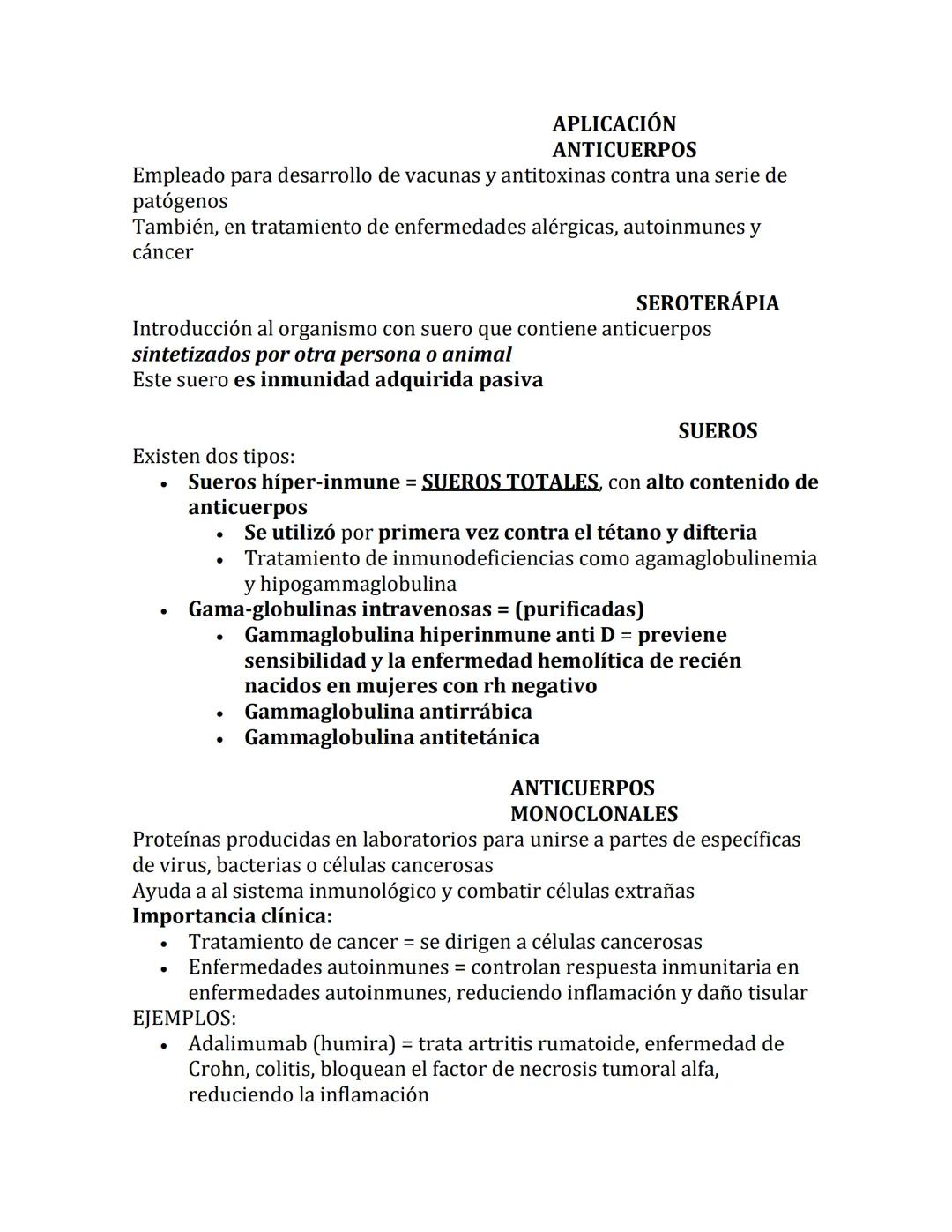 APLICACIÓN
ANTICUERPOS
Empleado para desarrollo de vacunas y antitoxinas contra una serie de
patógenos
También, en tratamiento de enfermeda