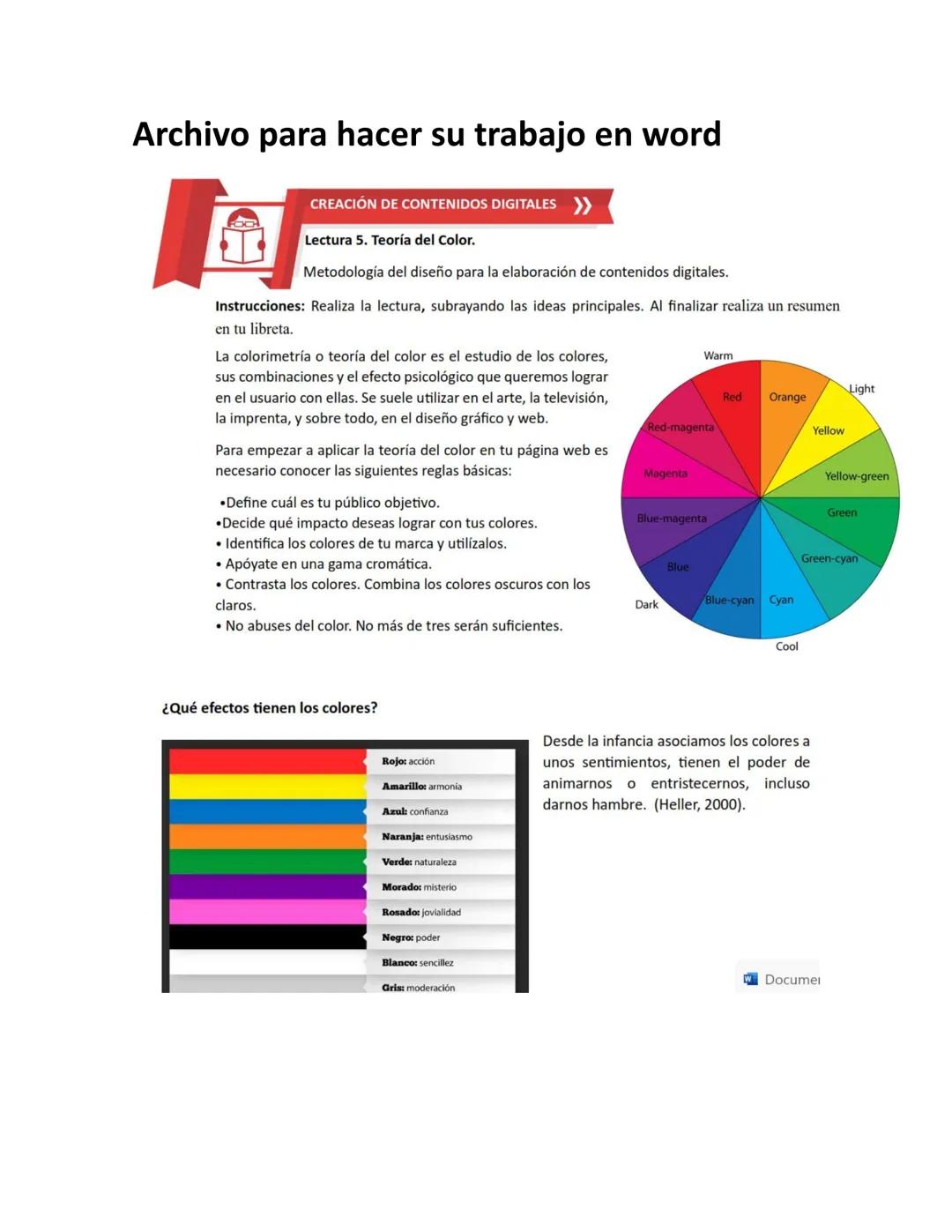 # Archivo para hacer su trabajo en word
CREACIÓN DE CONTENIDOS DIGITALES >>
FOCA
Lectura 5. Teoría del Color.
Metodología del diseño par