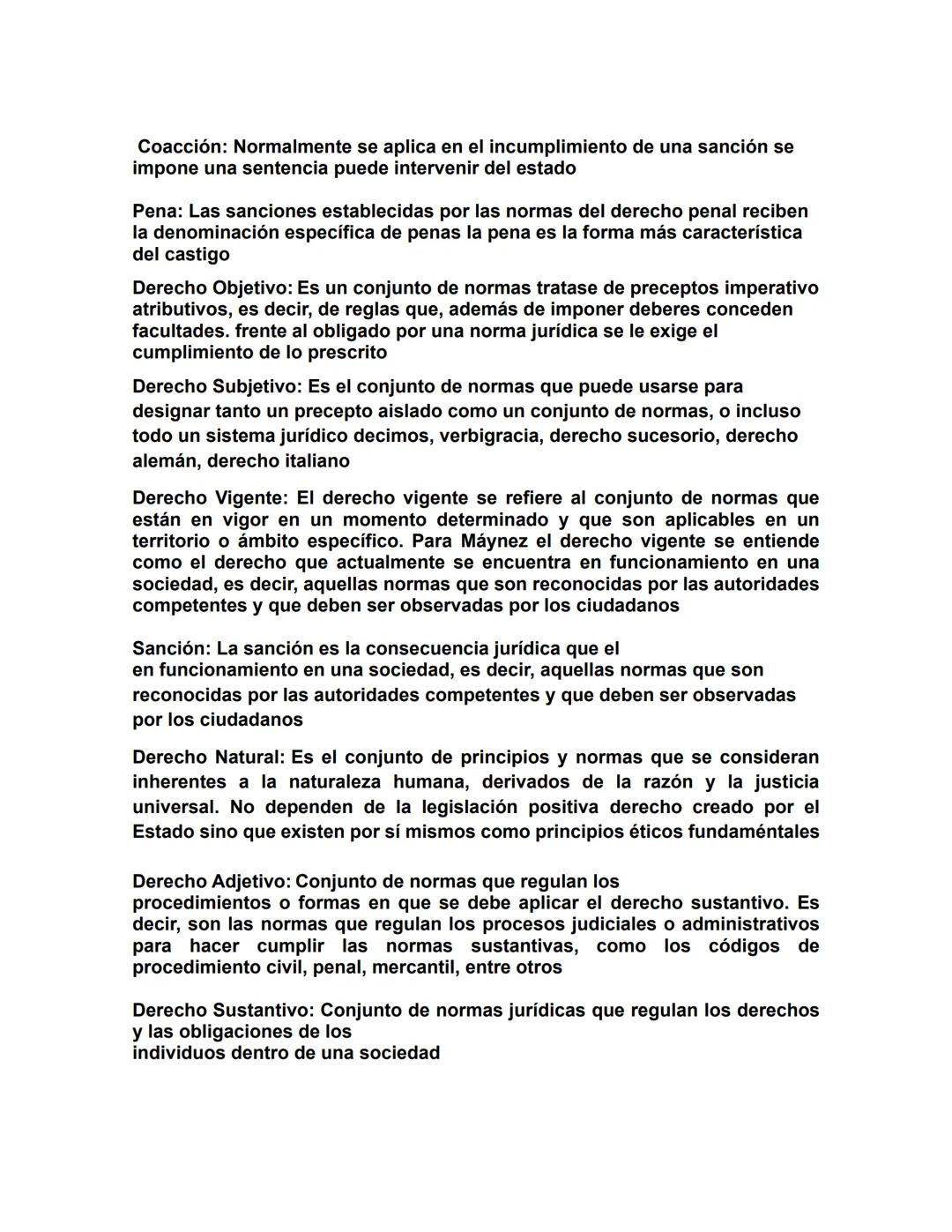 # Coacción: Normalmente se aplica en el incumplimiento de una sanción se
impone una sentencia puede intervenir del estado
# Pena: Las sanci