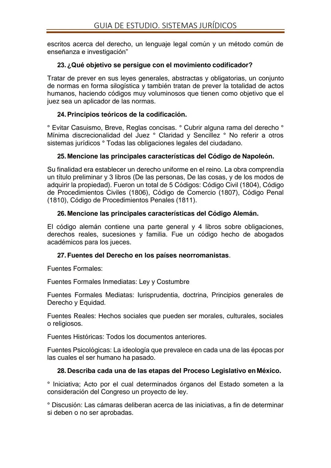 GUIA DE ESTUDIO. SISTEMAS JURÍDICOS
1. Definir Sistema Jurídico.
Conjunto articulado y coherente de instituciones, métodos, procedimientos