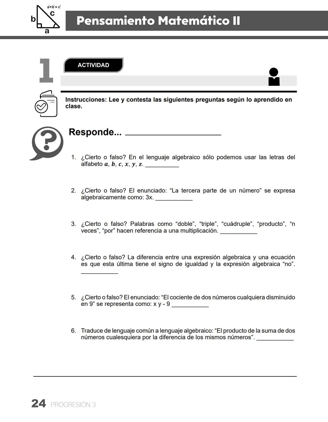 # PROGRESIÓN 1
π
MATH
Compara considerando sus aprendizajes de
trayectoria, el lenguaje natural con el lenguaje
matemático para observar q