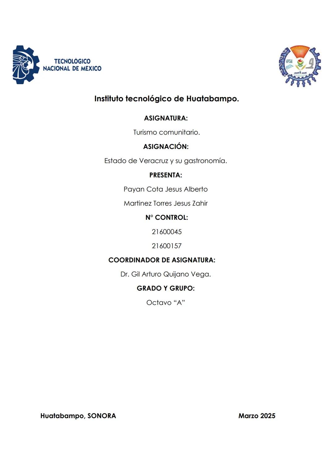 TECNOLÓGICO
NACIONAL DE MEXICO
Instituto tecnológico de Huatabampo.
ASIGNATURA:
Turismo comunitario.
ASIGNACIÓN:
Estado de Veracruz y su