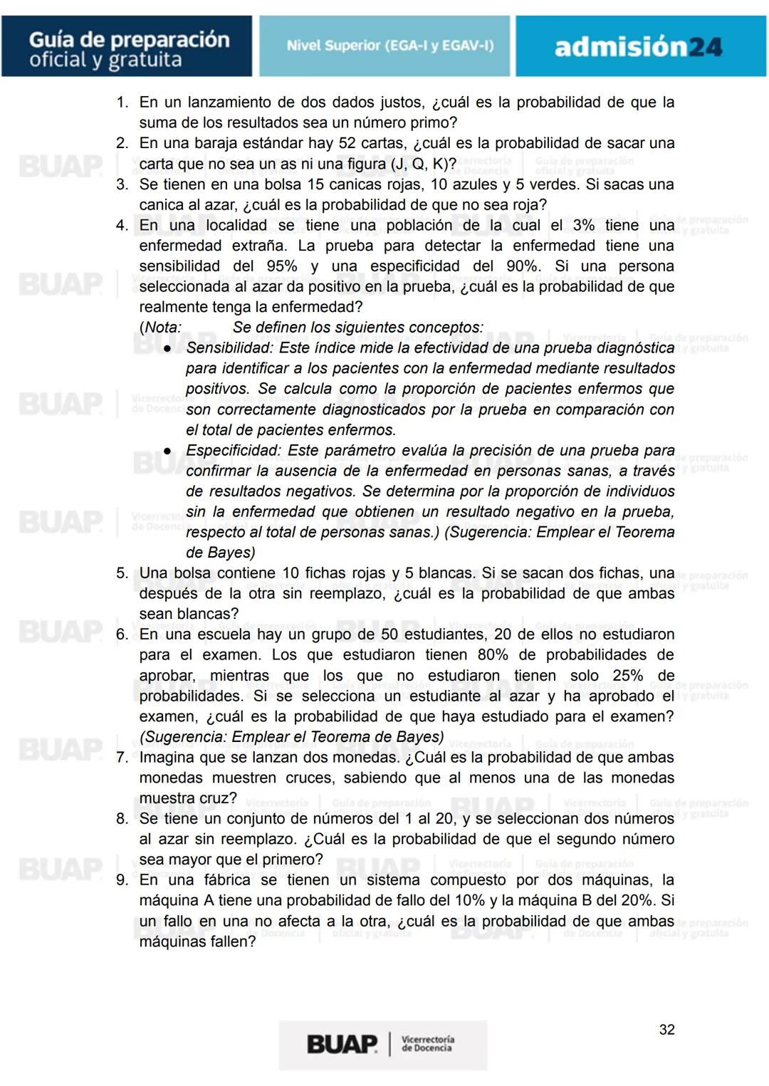 Guía de
preparación
oficial y gratuita
Nivel Superior (EGA-I y EGAV-I)
admisión24
BUAP
Vicerrectoría
de Docencia # Guía de preparación
of