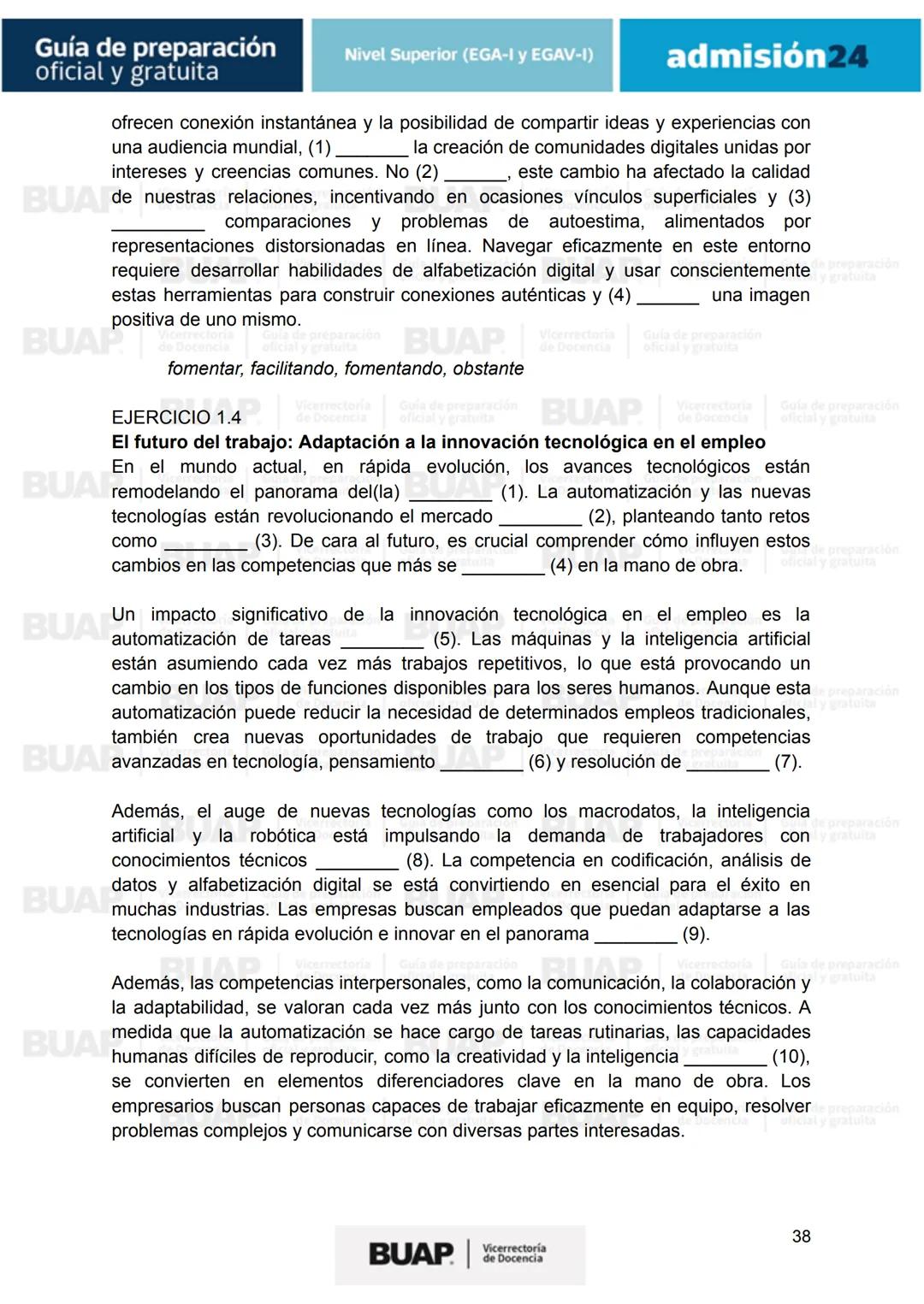 Guía de
preparación
oficial y gratuita
Nivel Superior (EGA-I y EGAV-I)
admisión24
BUAP
Vicerrectoría
de Docencia # Guía de preparación
of