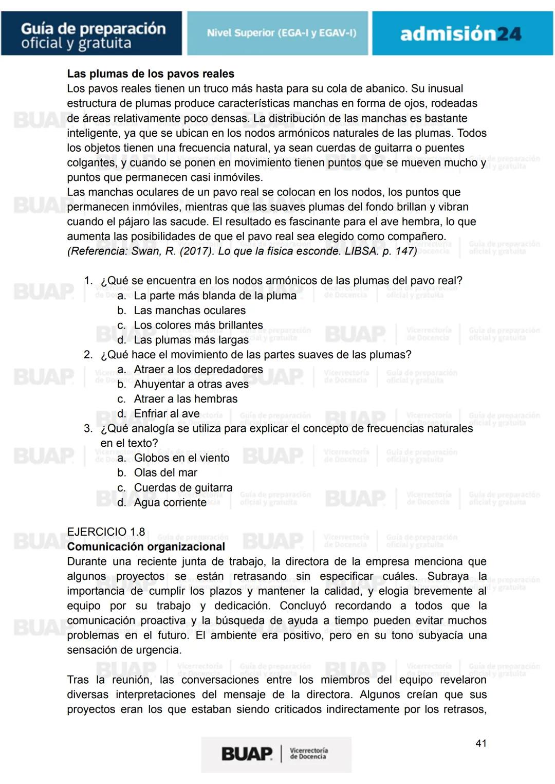 Guía de
preparación
oficial y gratuita
Nivel Superior (EGA-I y EGAV-I)
admisión24
BUAP
Vicerrectoría
de Docencia # Guía de preparación
of