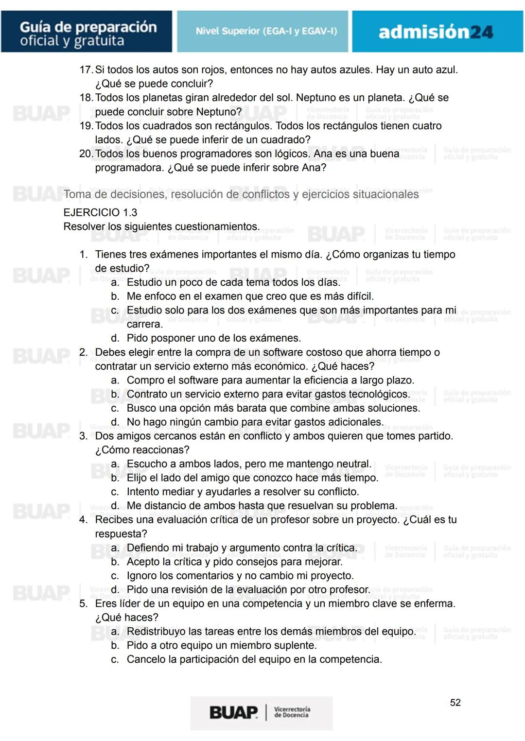 Guía de
preparación
oficial y gratuita
Nivel Superior (EGA-I y EGAV-I)
admisión24
BUAP
Vicerrectoría
de Docencia # Guía de preparación
of